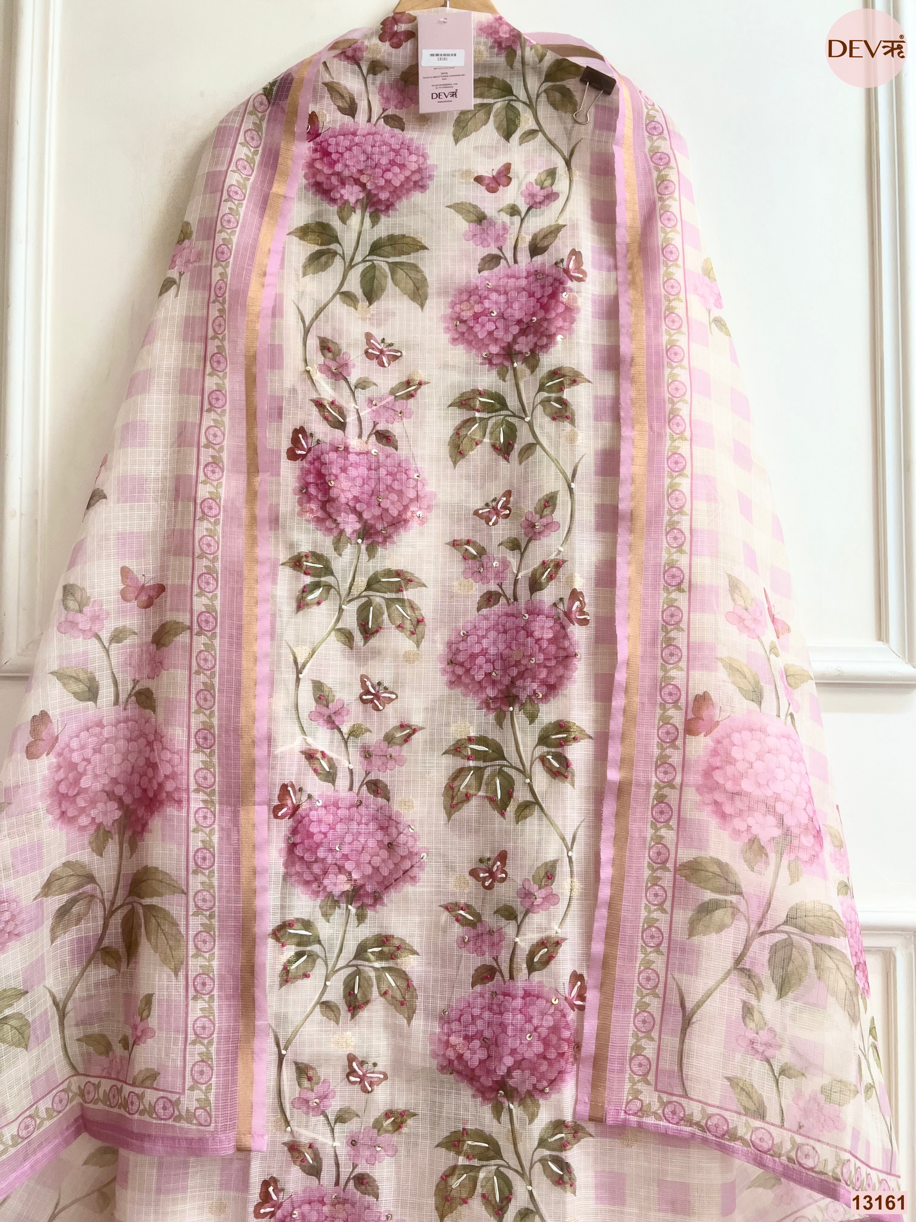 Pink Kota Printed Unstitched 3-Piece Suit (Devri – D.No 13161)