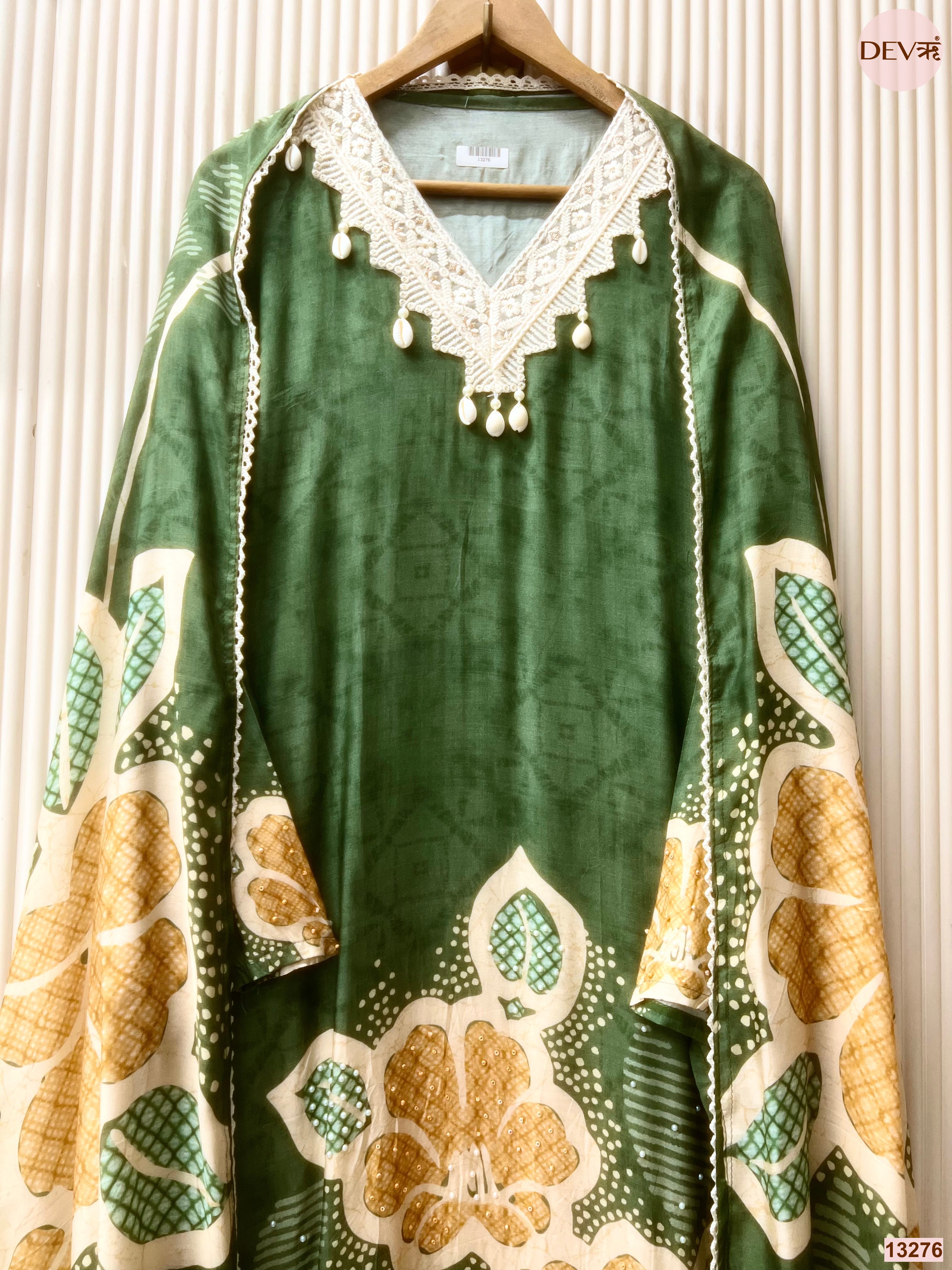 Green Muslin Printed Unstitched 3-Piece Suit (Devri – D.No 13276)