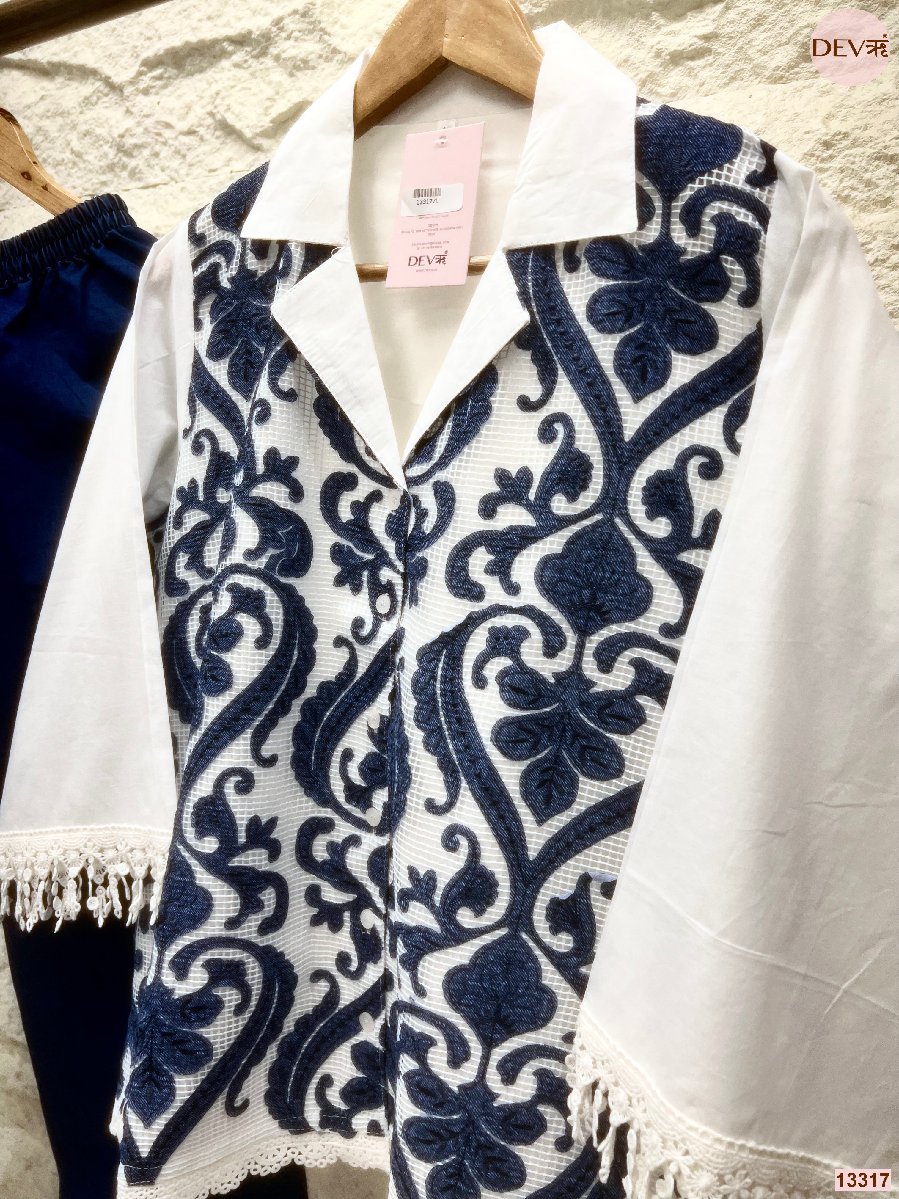 Meher Cotton Embroidered White 2-Piece Set (Devri – D.No 13317)