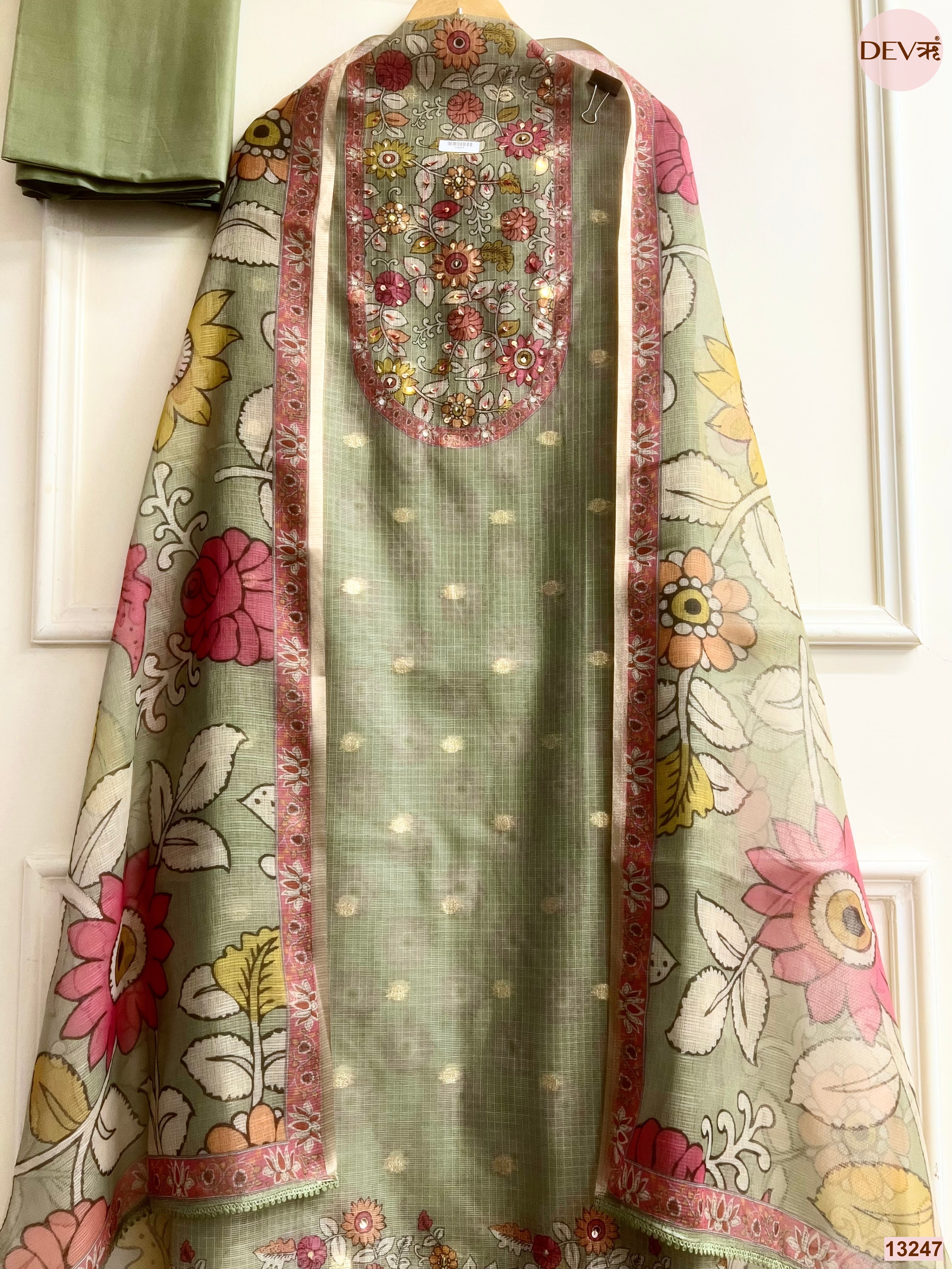 Sage Kota printed Unstitched 3-Piece Suit (Devri – D.No 13247)