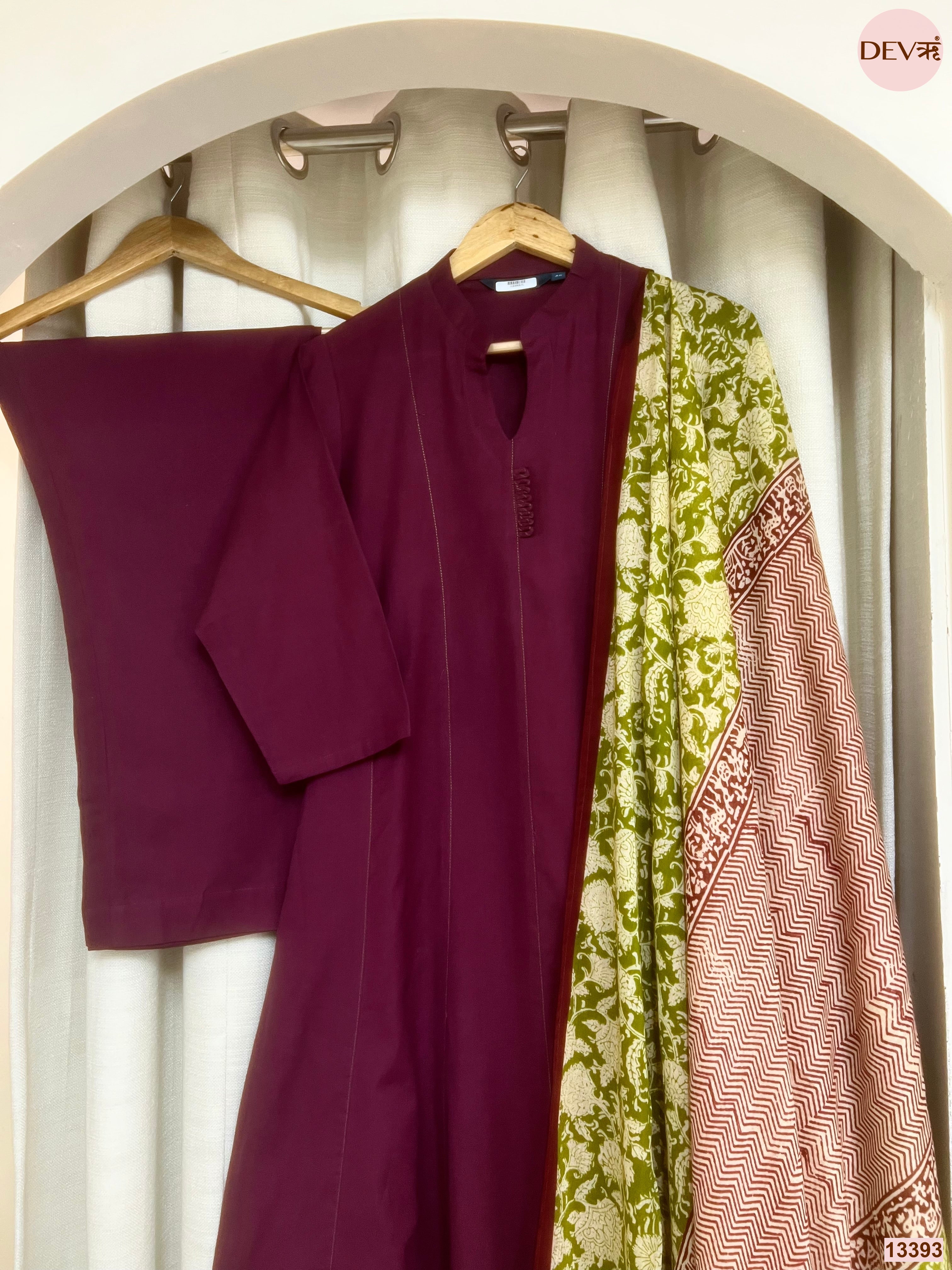 Gulnaar Pure Cotton Printed Wine 3-Piece Set (Devri – D.No 13393)