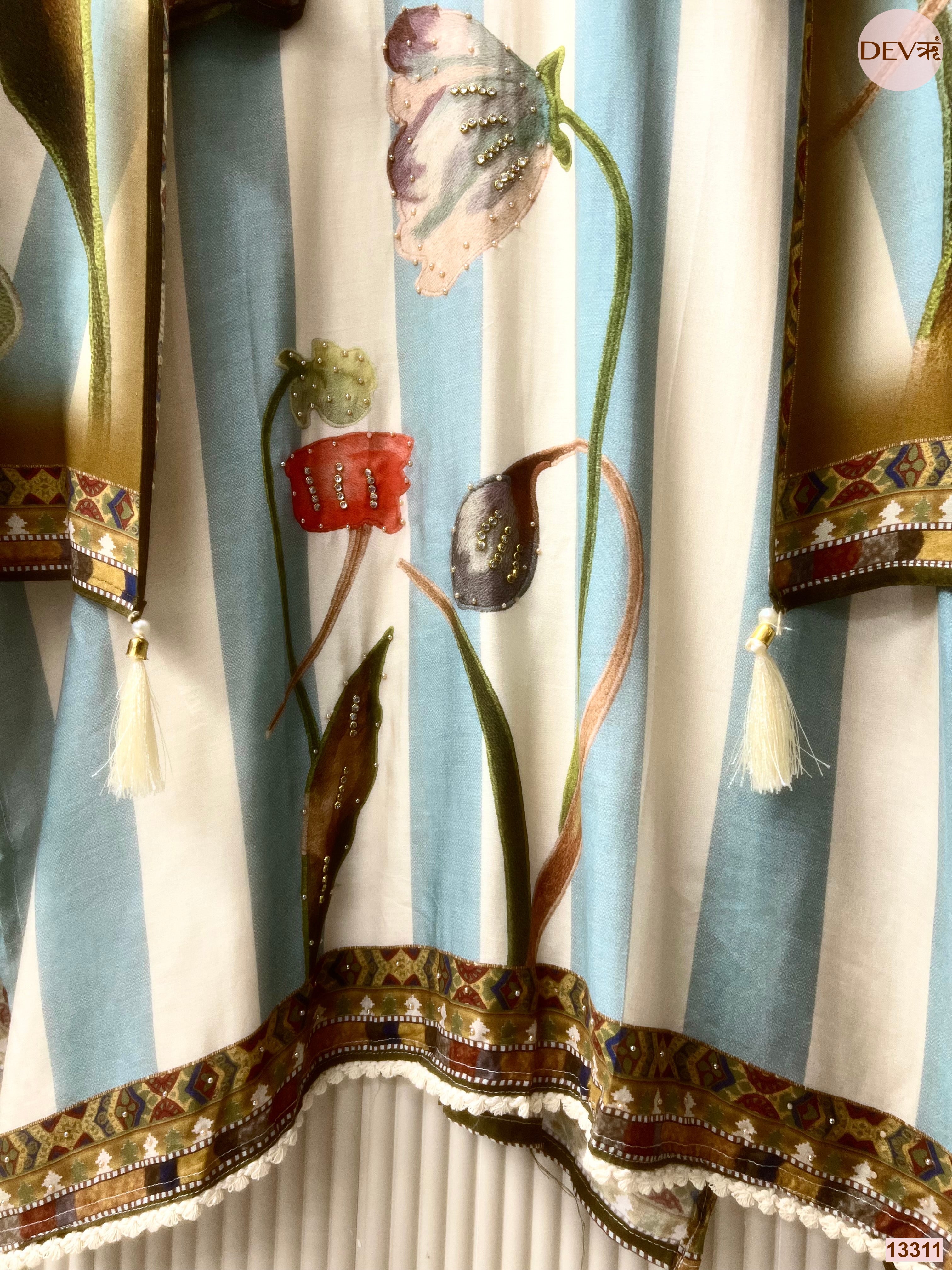 Blue Muslin Printed Unstitched 3-Piece Suit (Devri – D.No 13311)