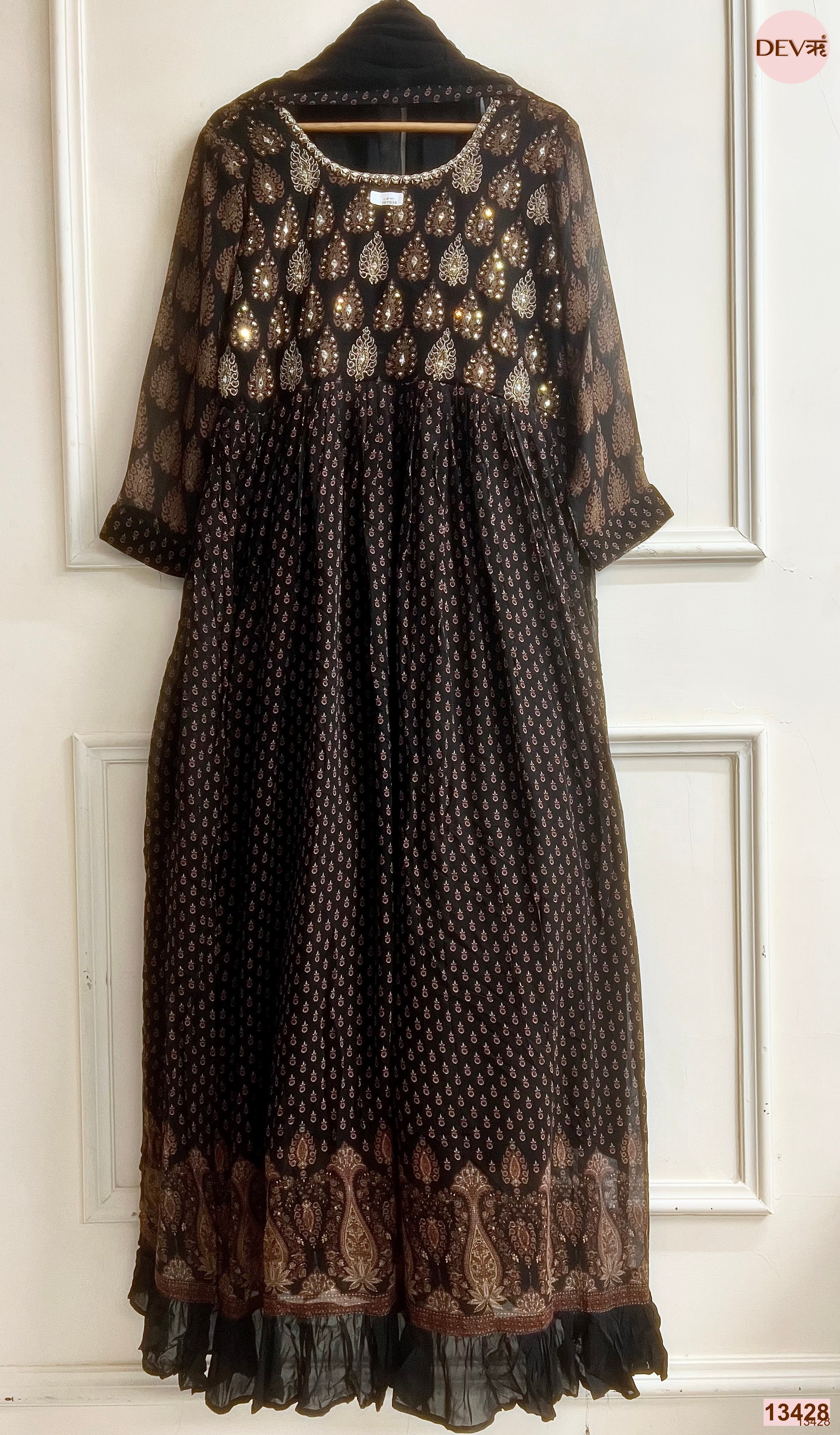 Zareen Georgete Embroidered Black 2-Piece Set (Devri – D.No 13428)