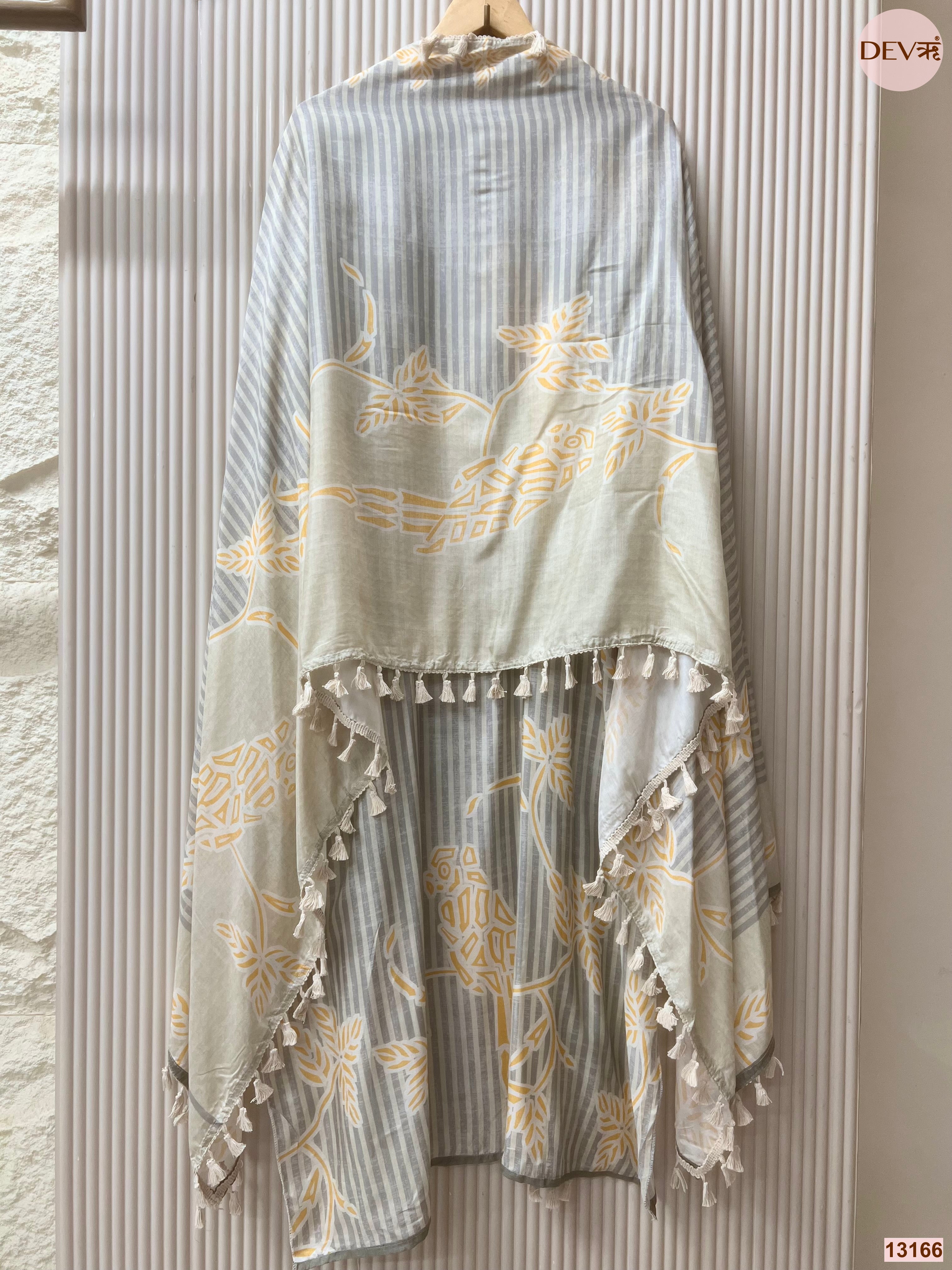 Grey Muslin Printed Unstitched 3-Piece Suit (Devri – D.No 13166)