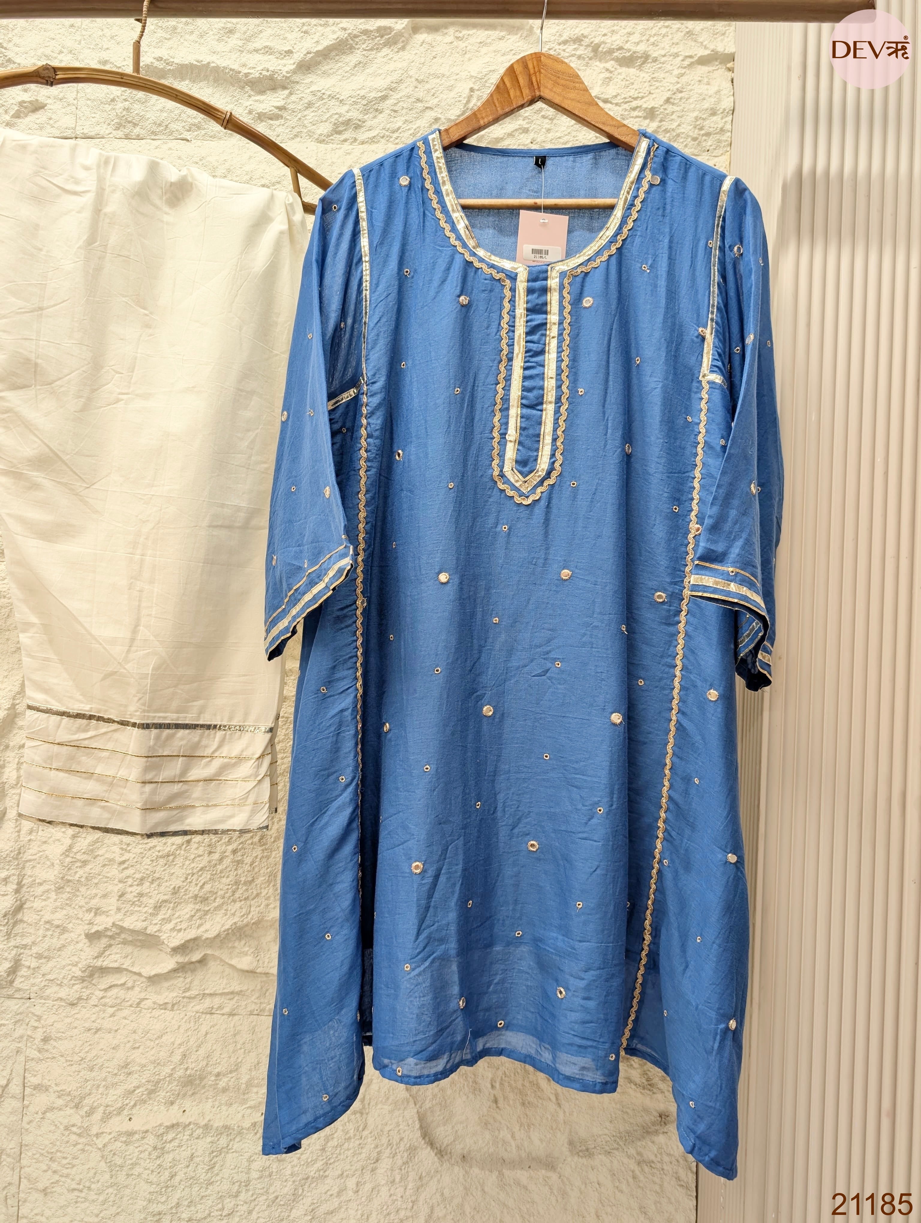 Neelika Pure mul cotton Embroidered Blue 2-Piece Set (Devri – D.No 21185)