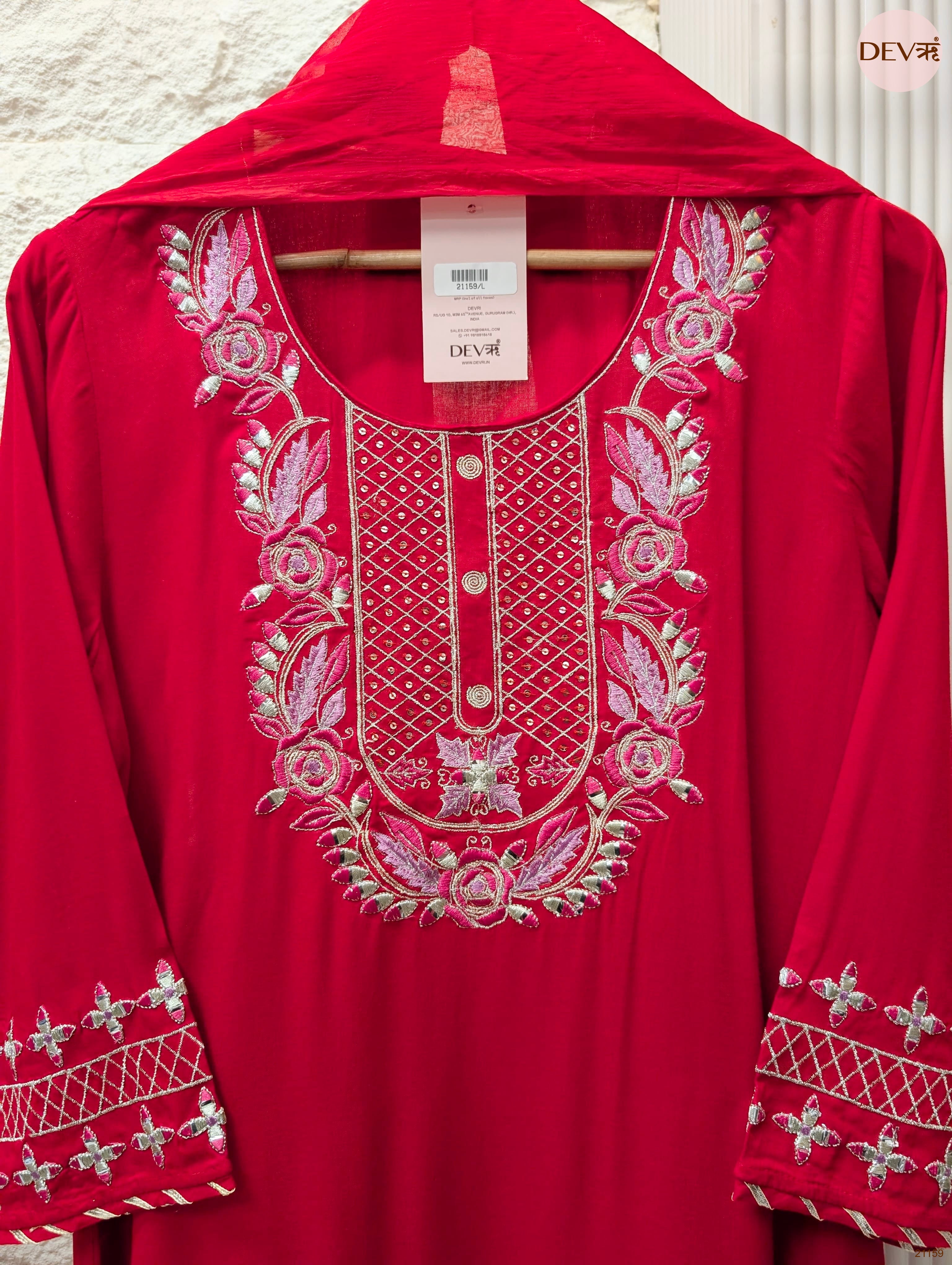 Gulnaar Reyon Embroidered Pink 3-Piece Set (Devri – D.No 21159)