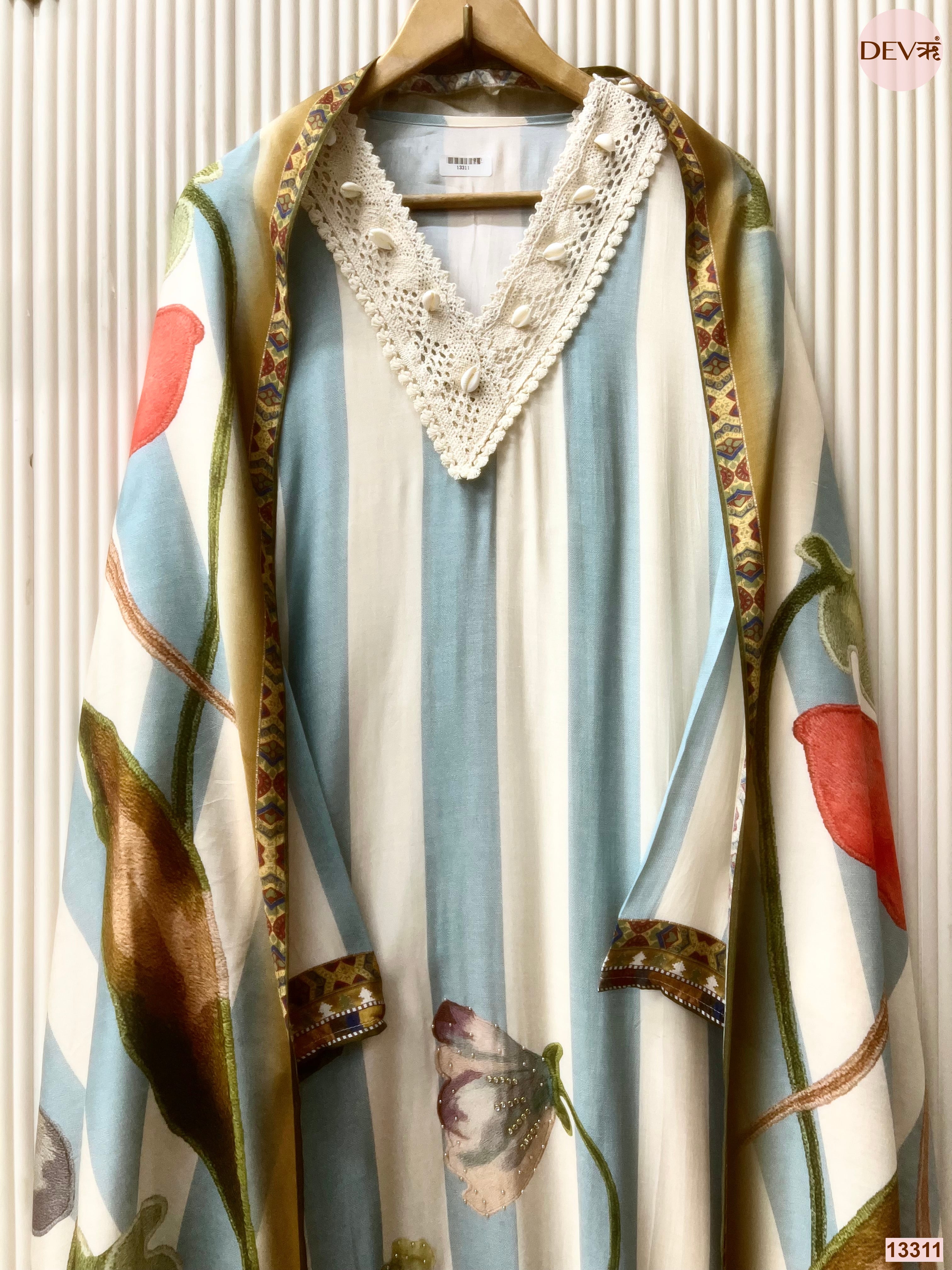 Blue Muslin Printed Unstitched 3-Piece Suit (Devri – D.No 13311)