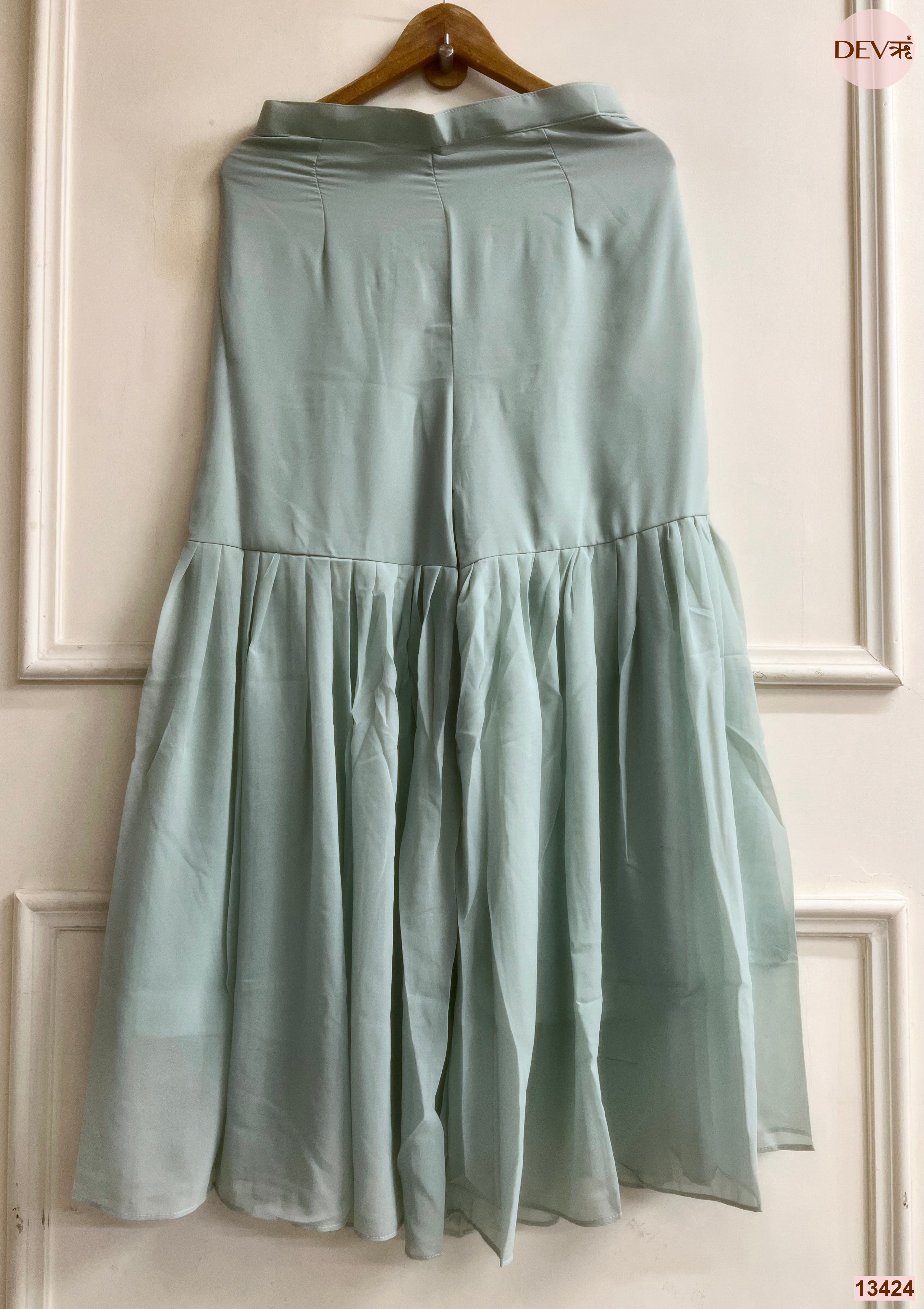 Gulnaar Georgete Embroidered Sea Green 3-Piece Set (Devri – D.No 13424)