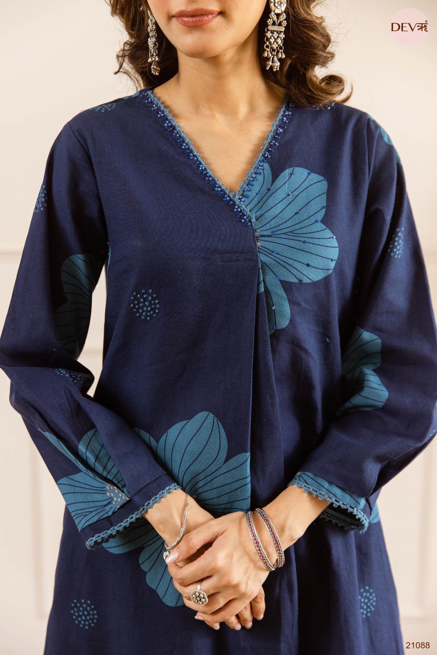 Neelambara Cotton flex Printed Navy Blue 2-Piece Set (Devri – D.No 21088)