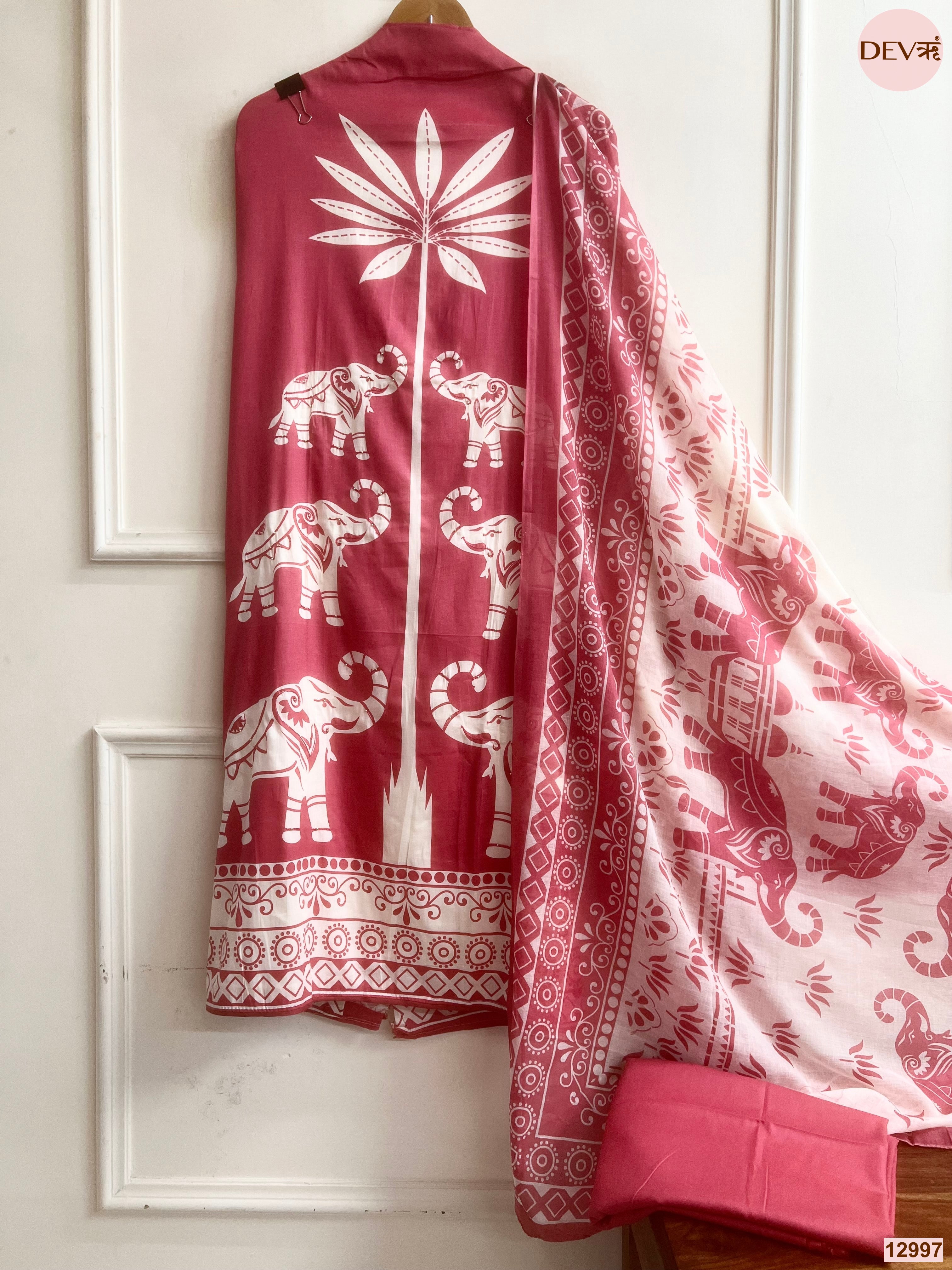 Pink Jam Cotton Printed Unstitched 3-Piece Suit (Devri – D.No 12997)