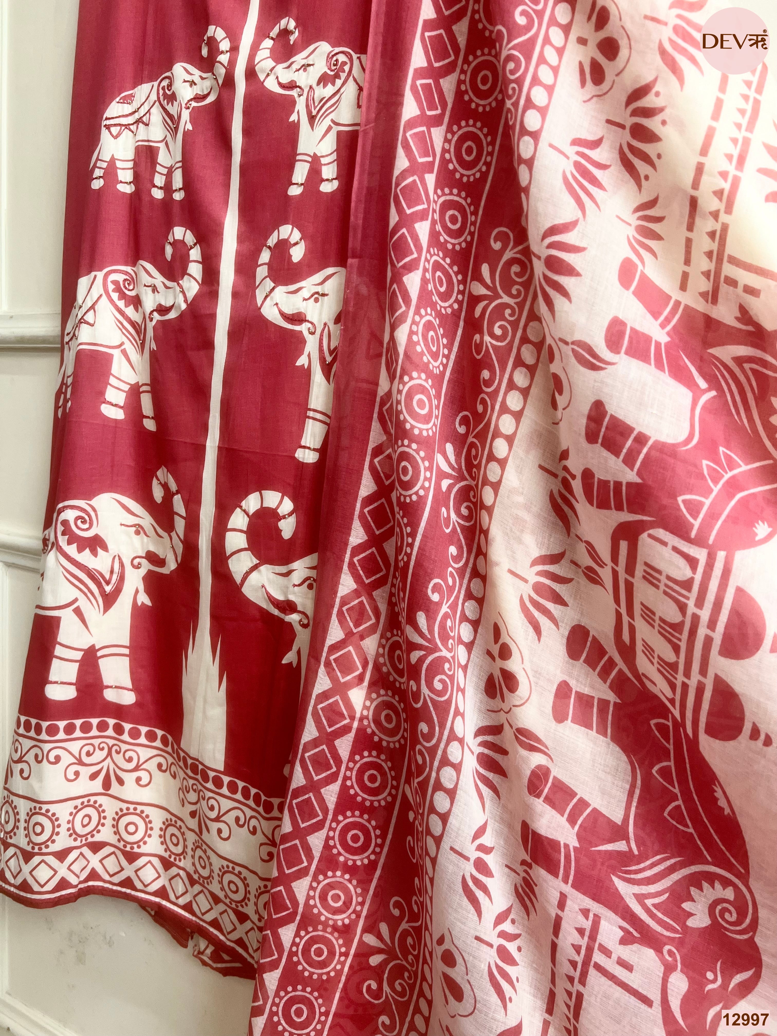 Pink Jam Cotton Printed Unstitched 3-Piece Suit (Devri – D.No 12997)