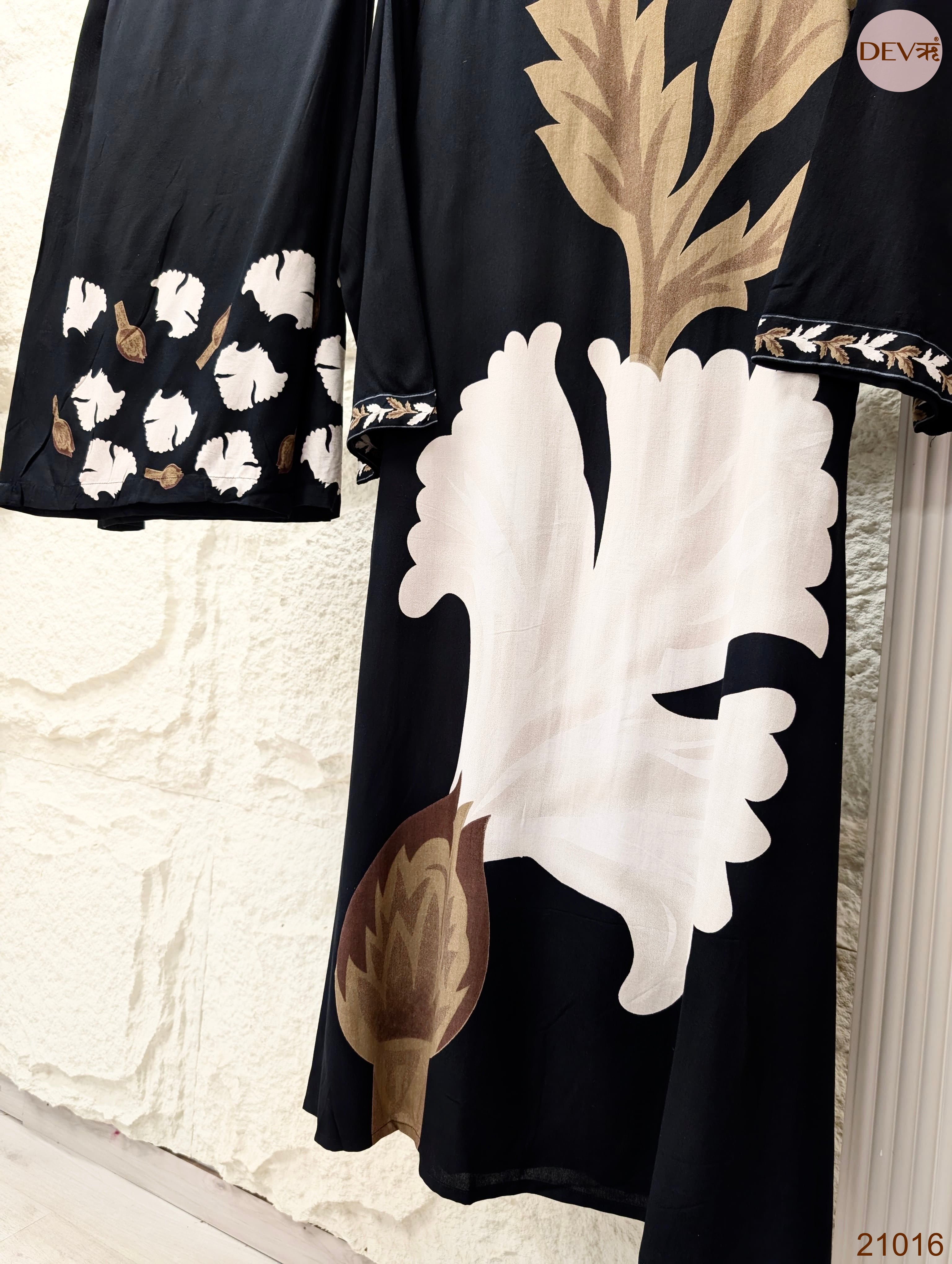 Gulnaar Reyon cotton Printed Black 2-Piece Set (Devri – D.No 21016)