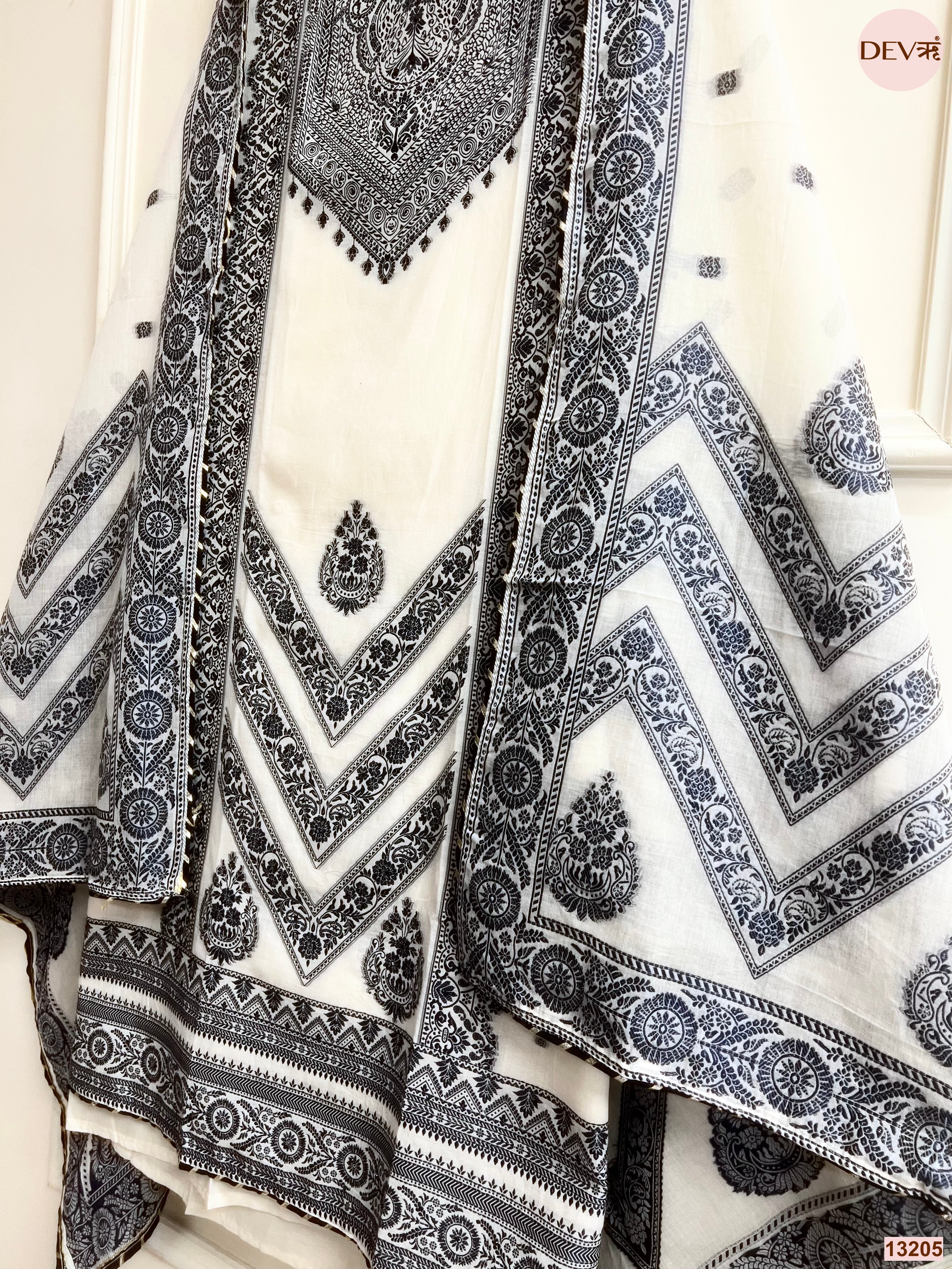 Off White Jamdani Cotton Printed Unstitched 3-Piece Suit (Devri – D.No 13205)