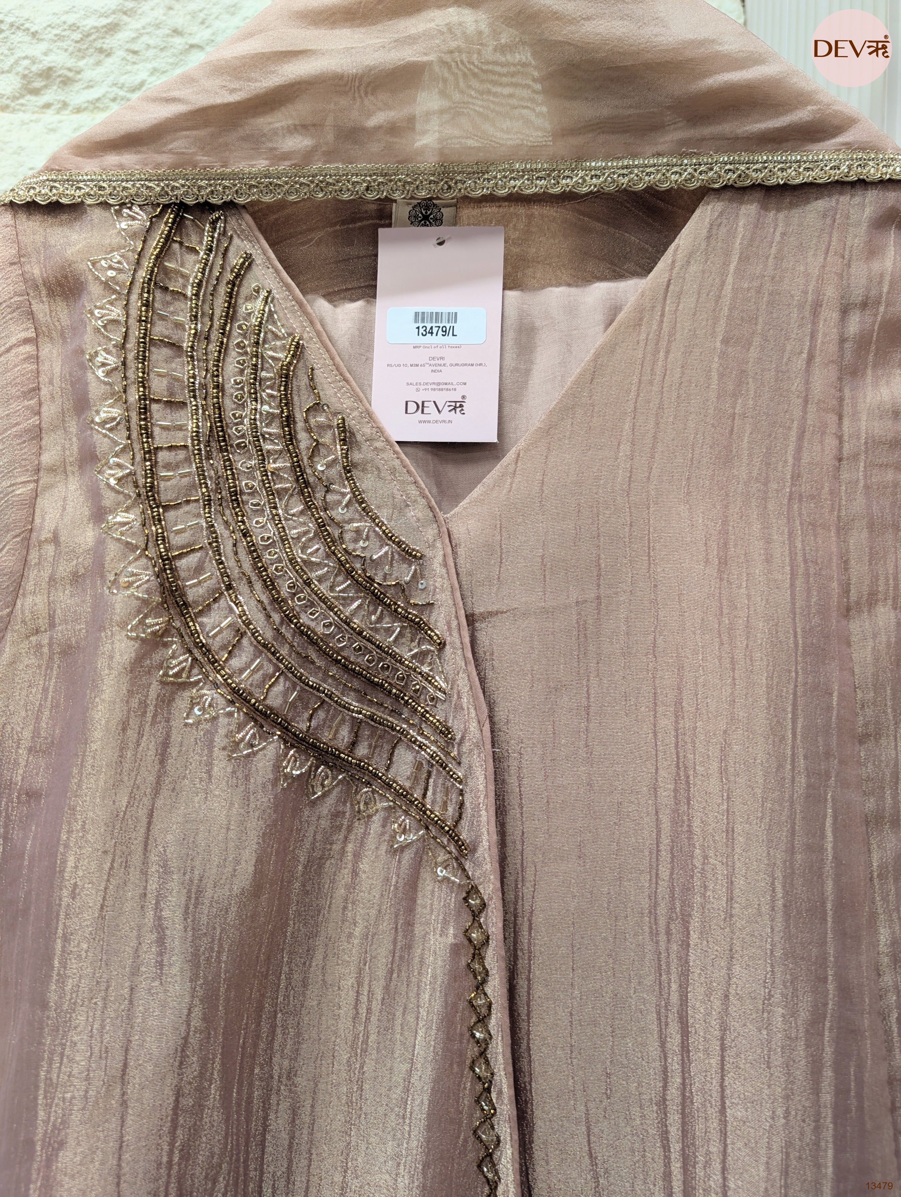 Gulnaar Tissue Crush Embroidered Blush Pink 3-Piece Set (Devri – D.No 13479)