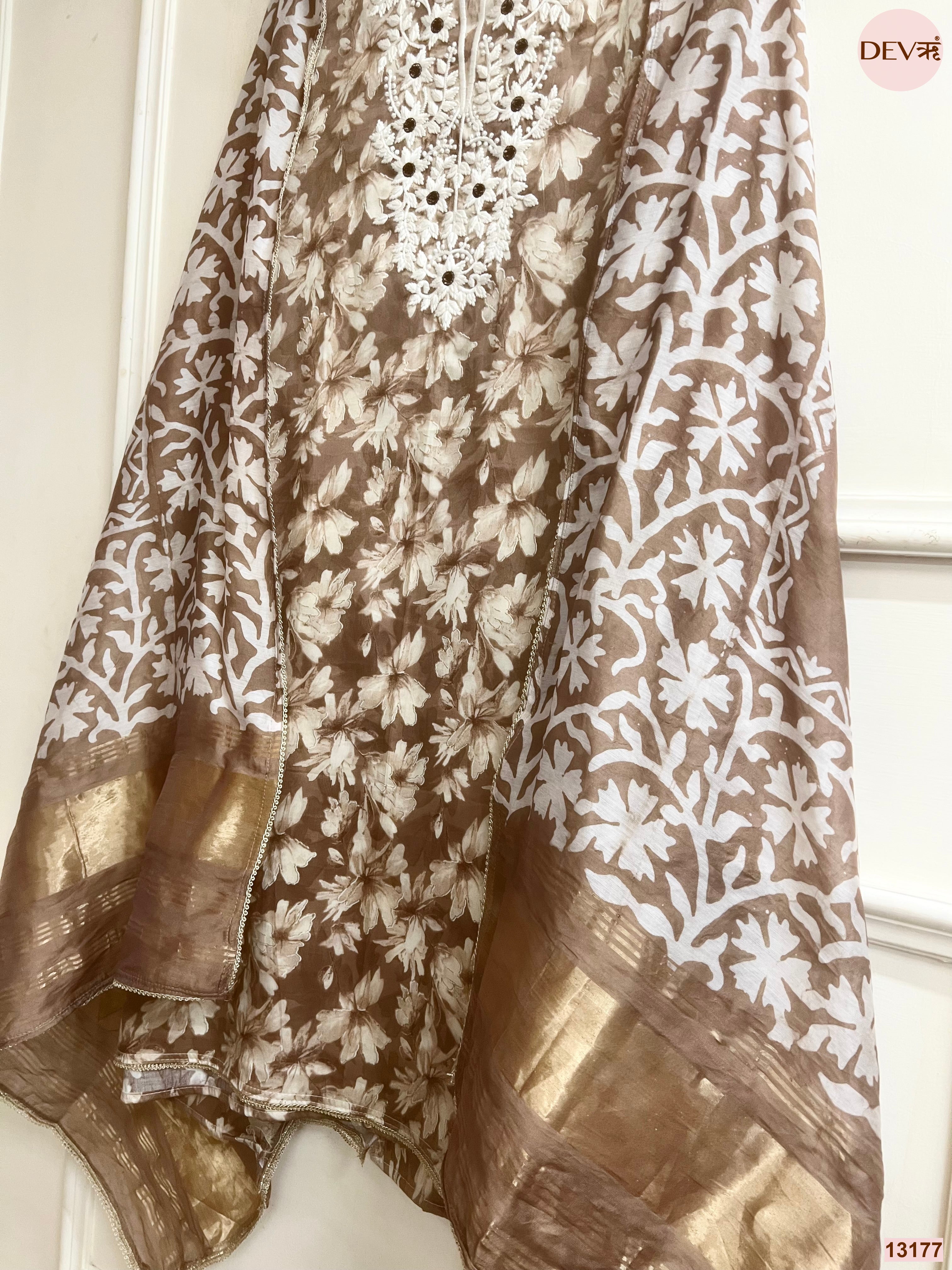 Brown Jam Cotton Printed Unstitched 3-Piece Suit (Devri – D.No 13177)
