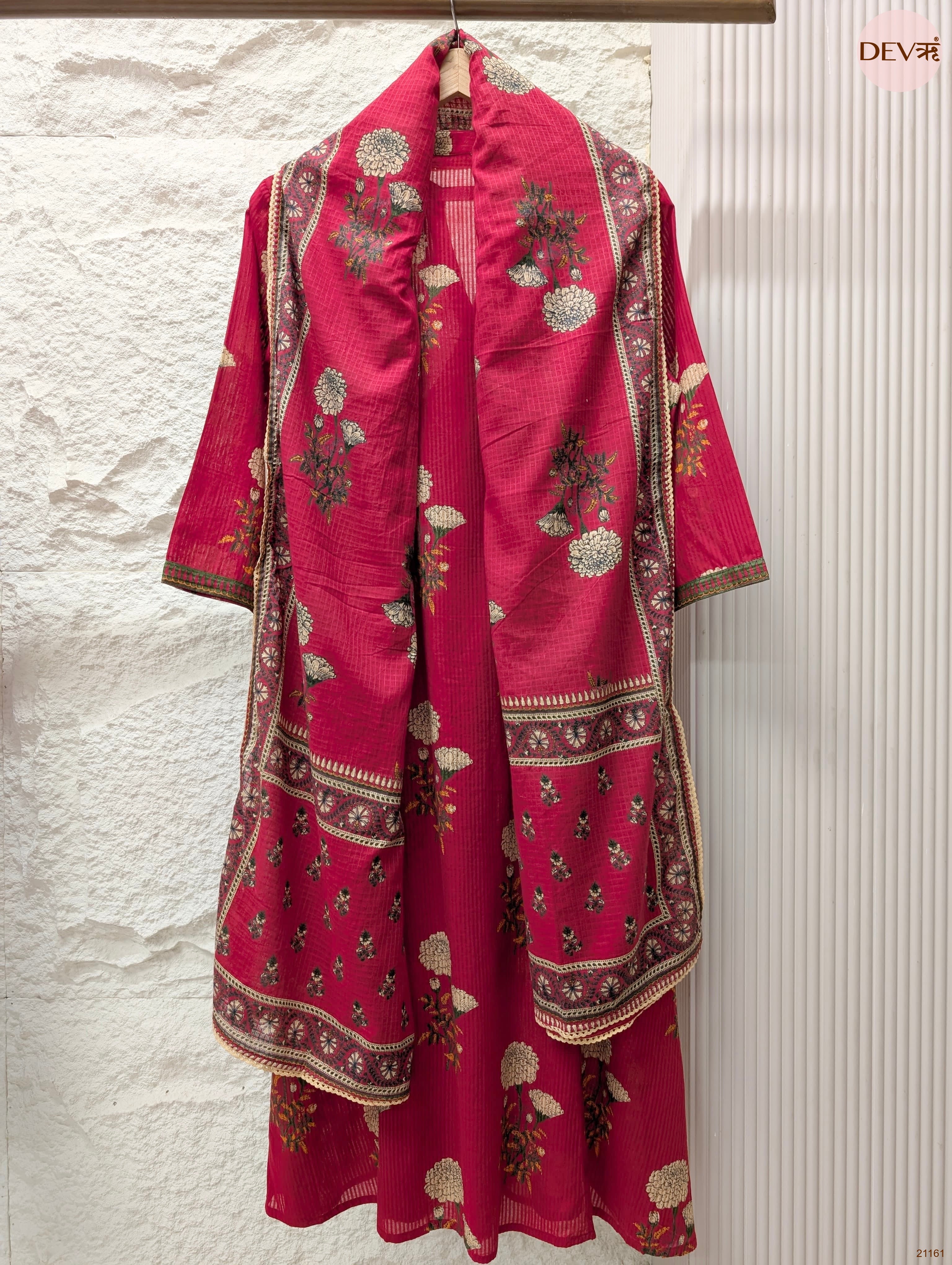 Gulnaar Pure cotton Printed Pink 3-Piece Set (Devri – D.No 21161)