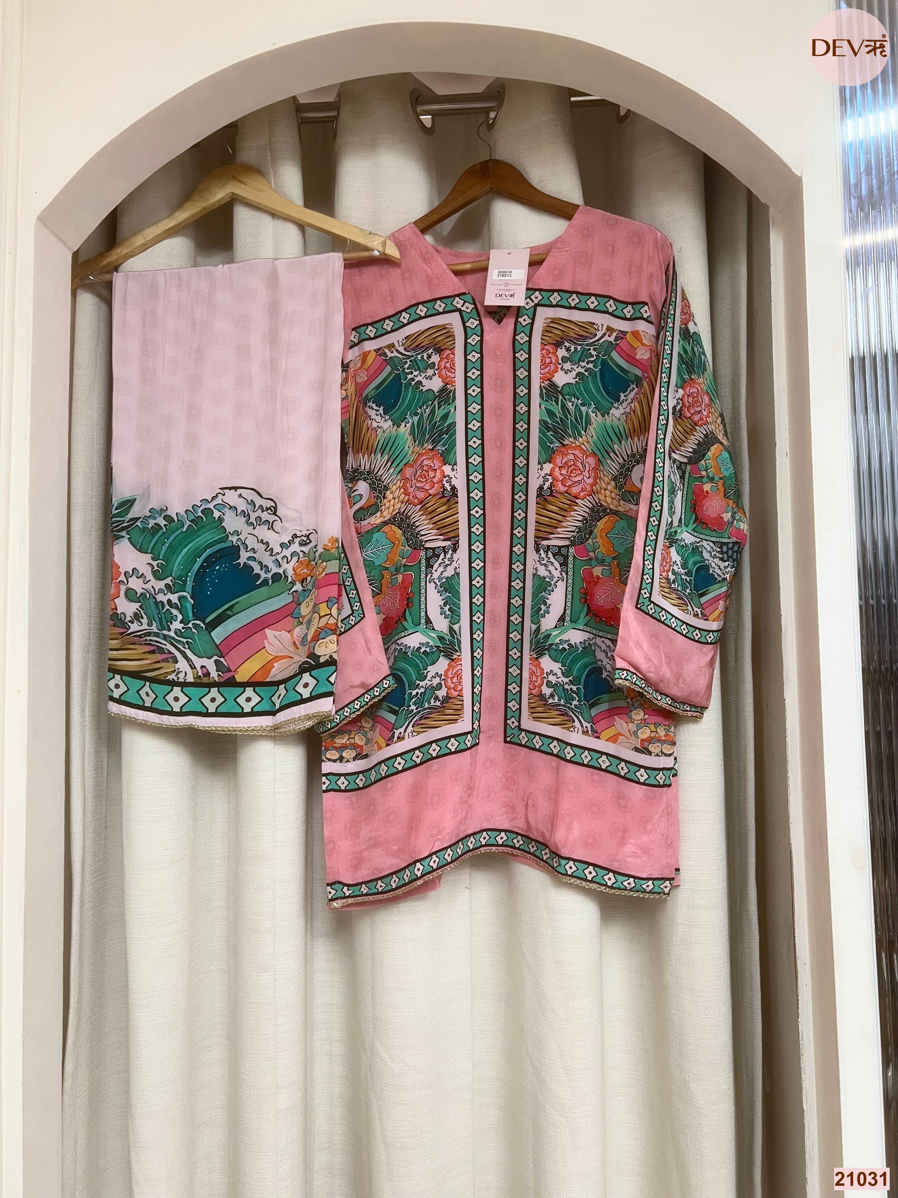 Gulnaar Crepe Printed Pink 2-Piece Set (Devri – D.No 21031)
