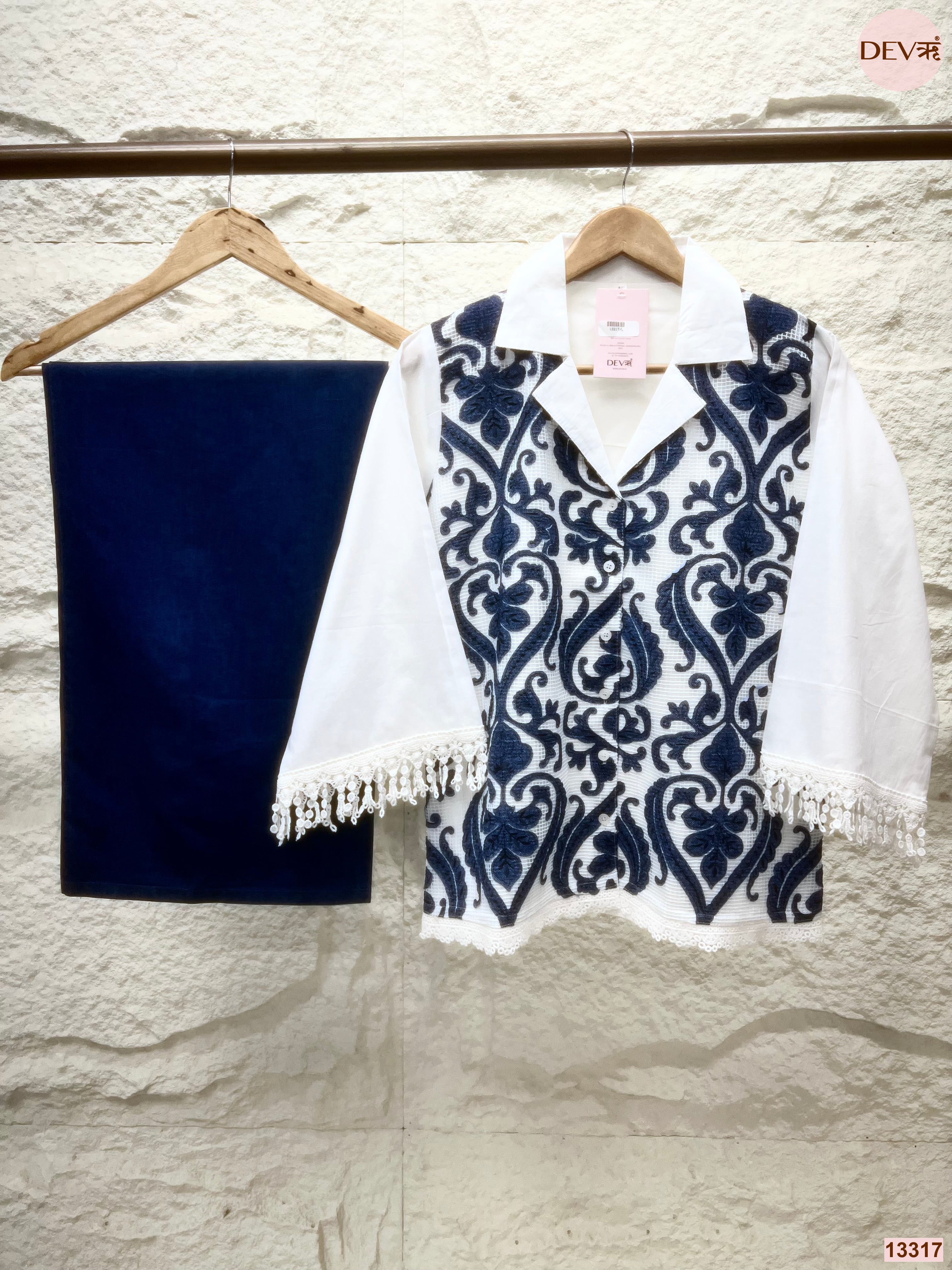 Meher Cotton Embroidered White 2-Piece Set (Devri – D.No 13317)