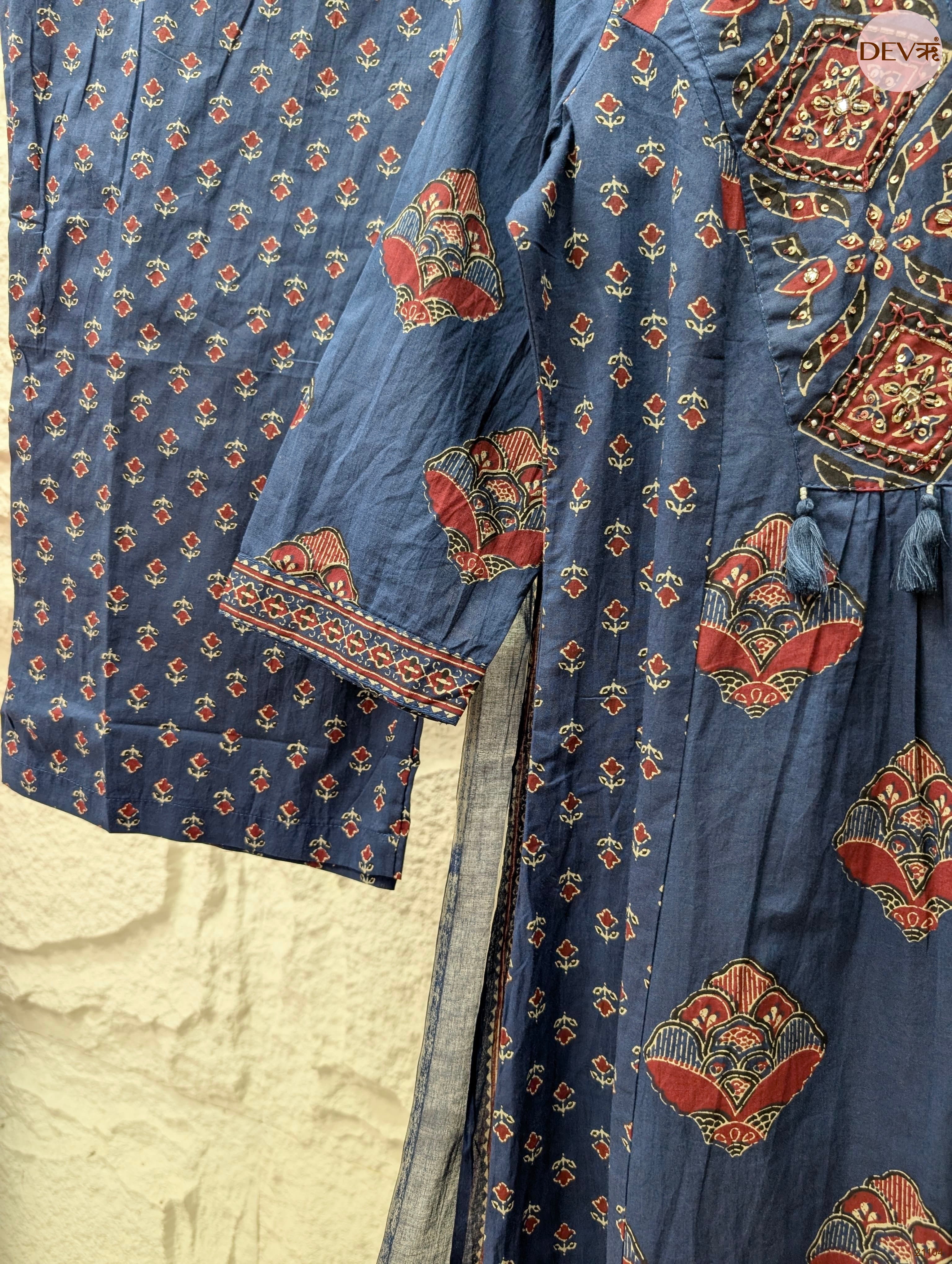 Zarisha Pure Cotton Printed Blue 3-Piece Set (Devri – D.No 21104)