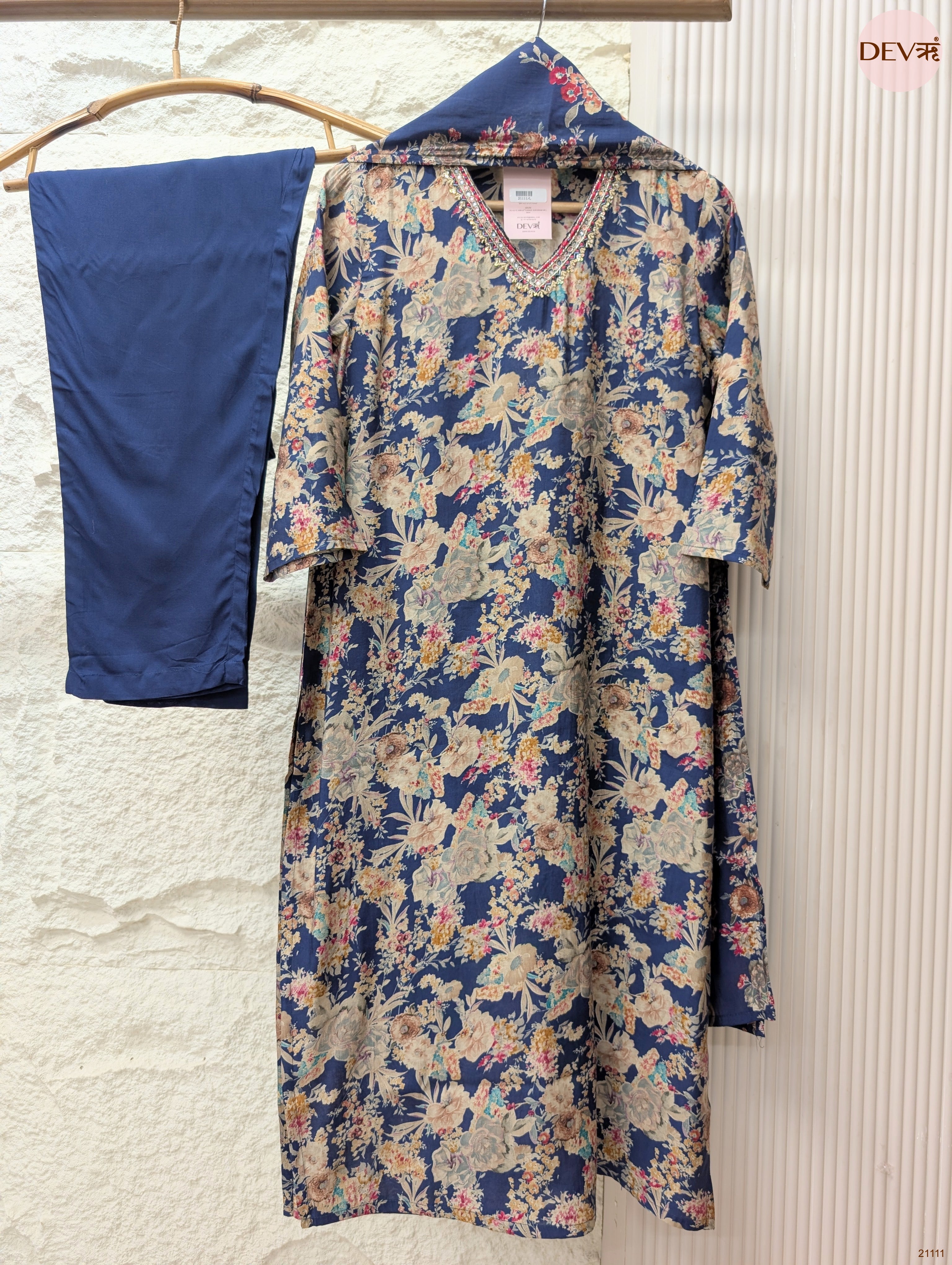 Gulnaar Modal silk Printed Blue 3-Piece Set (Devri – D.No 21111)
