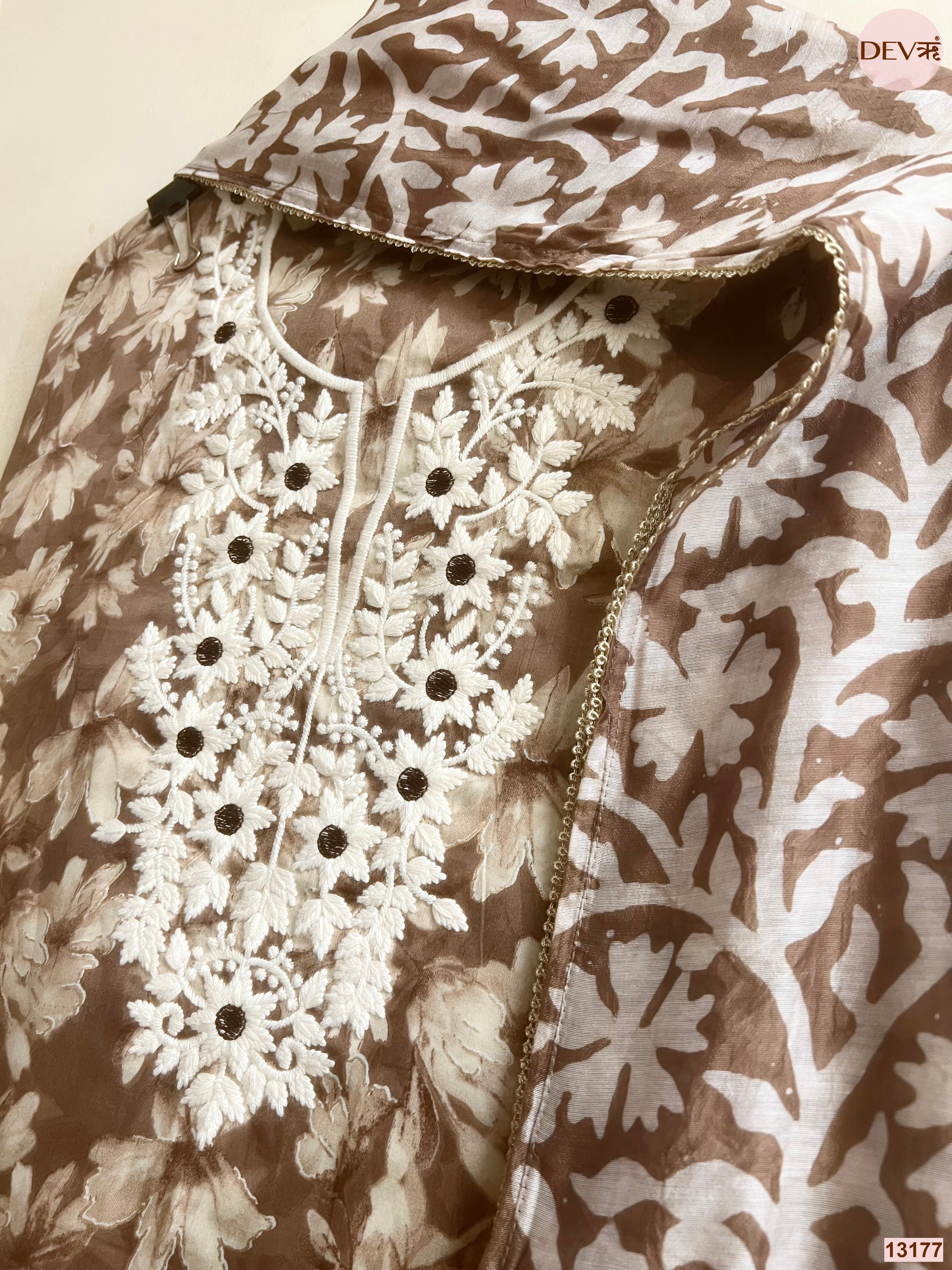 Brown Jam Cotton Printed Unstitched 3-Piece Suit (Devri – D.No 13177)