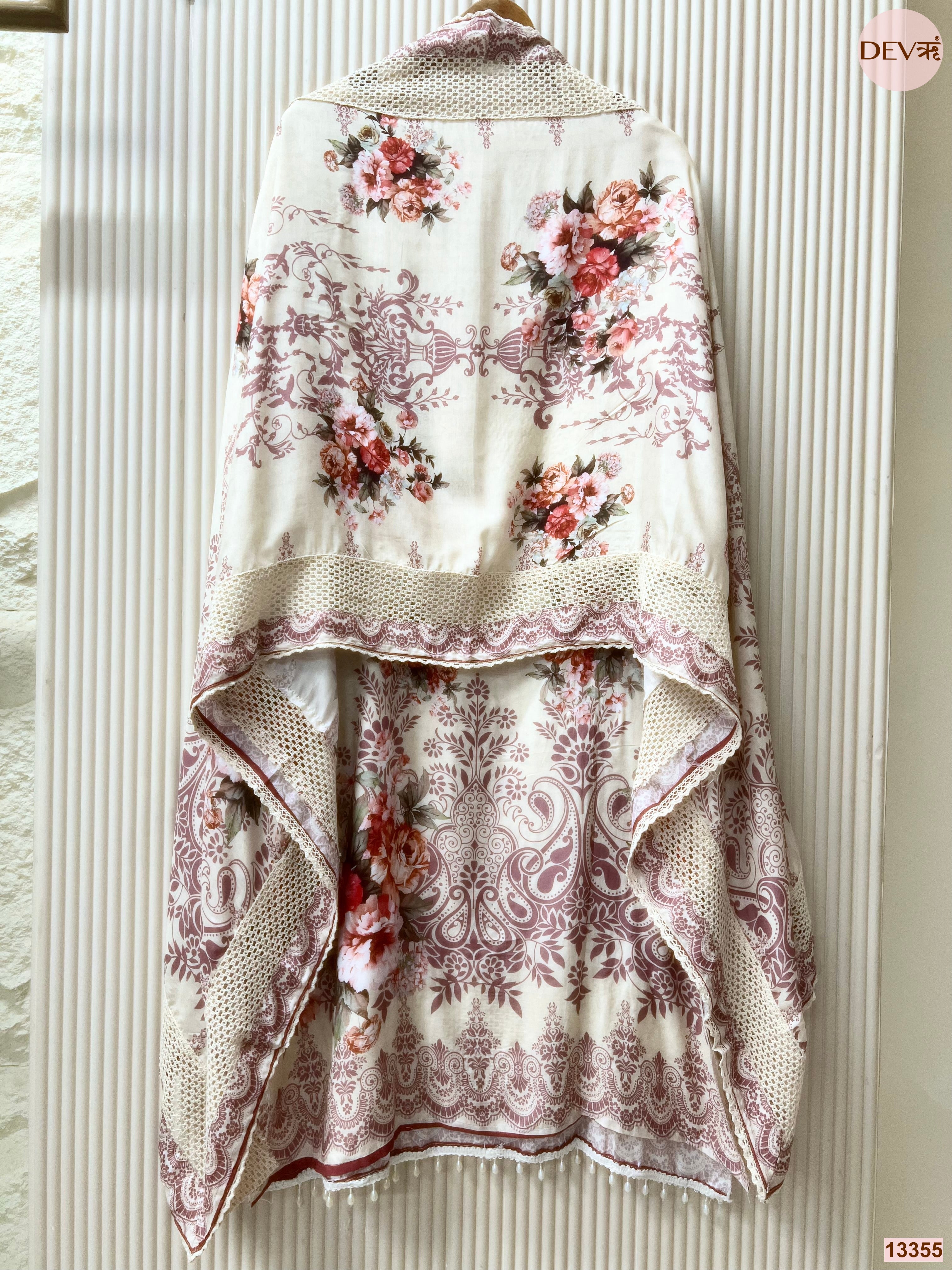 Cream Muslin Printed Unstitched 3-Piece Suit (Devri – D.No 13355)