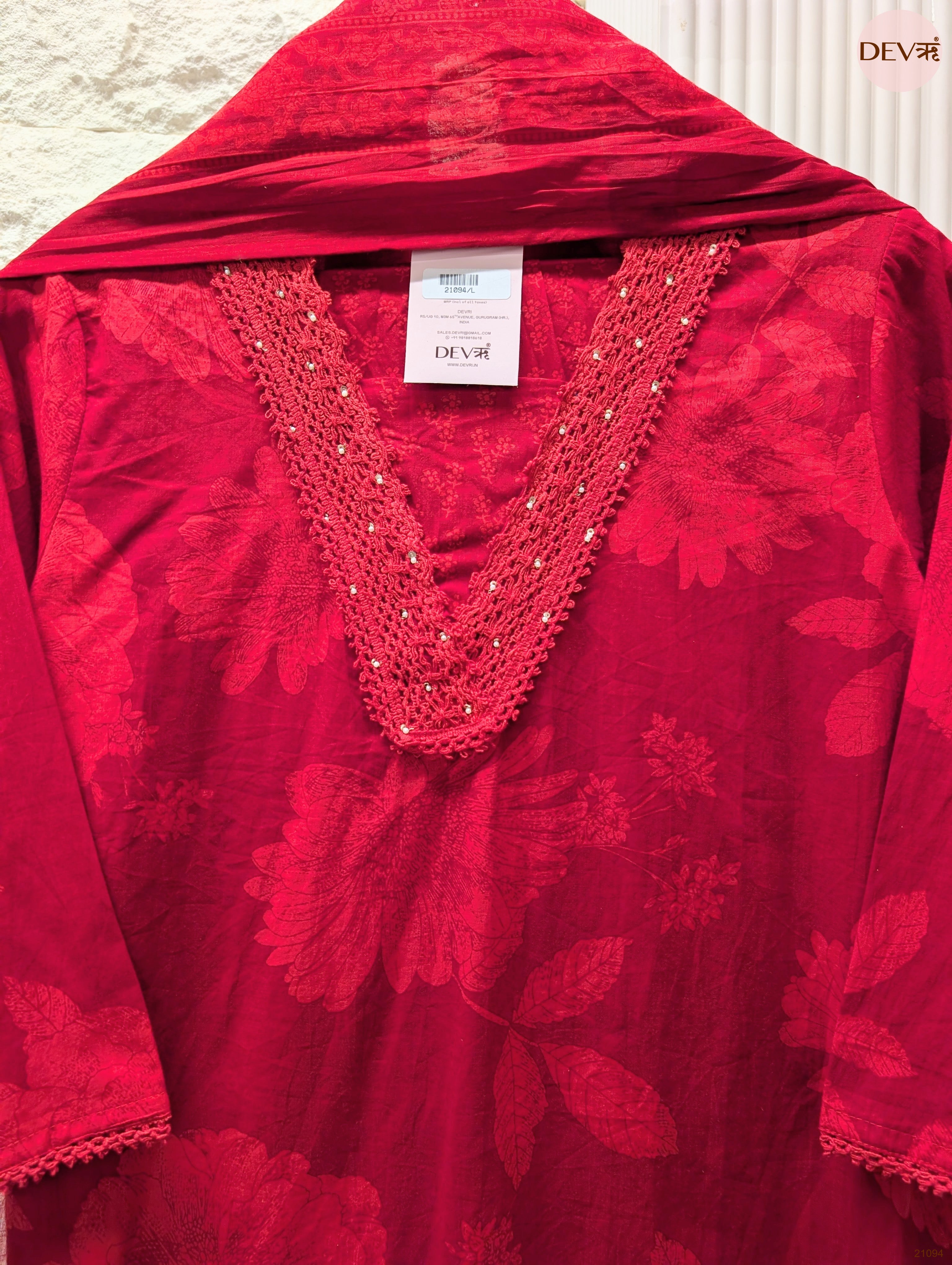 Gulnaar Pure Cotton Printed Maroon 3-Piece Set (Devri – D.No 21094)