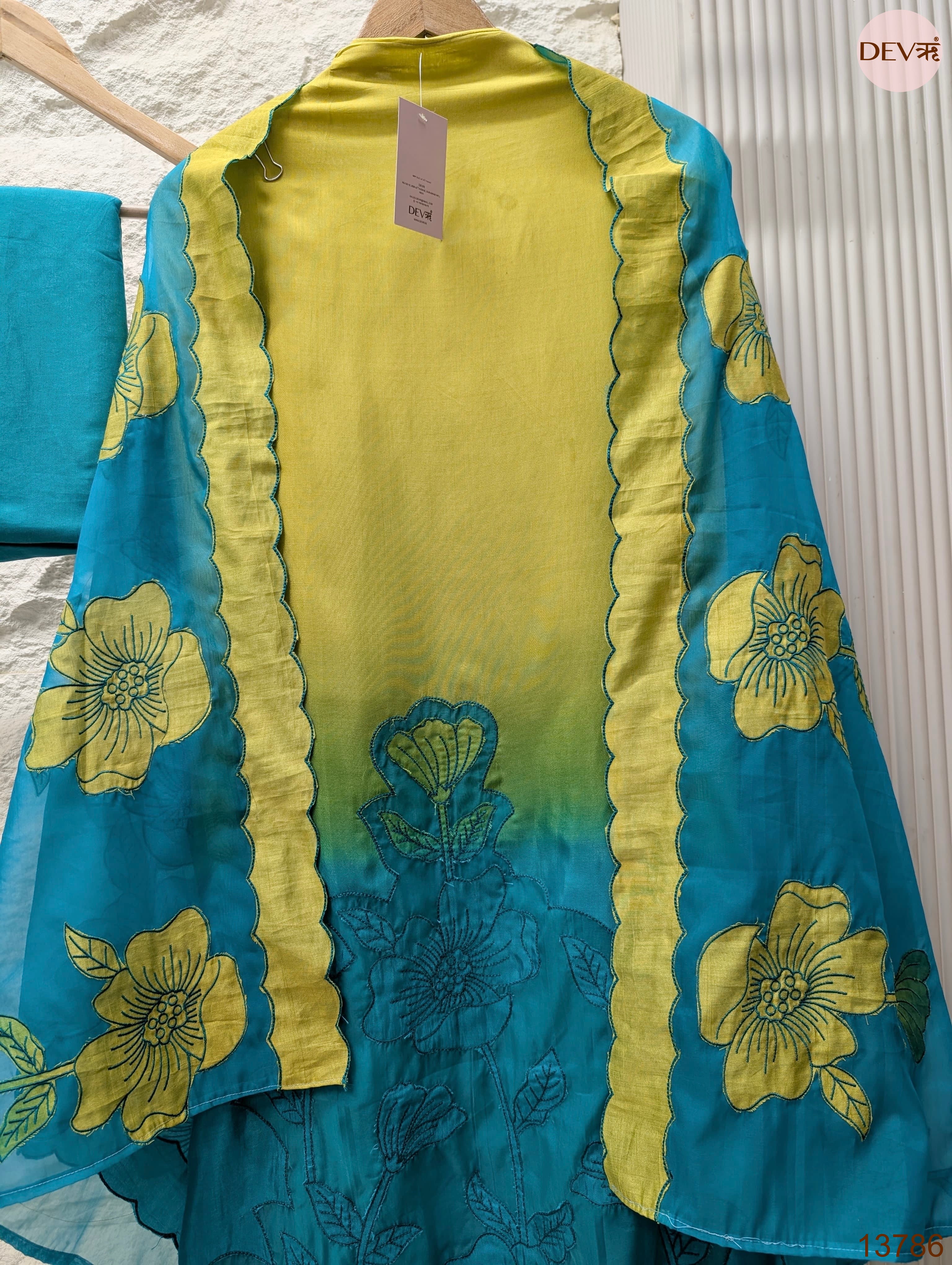 Lime Muslin Printed Unstitched 3-Piece Suit (Devri – D.No 13786)