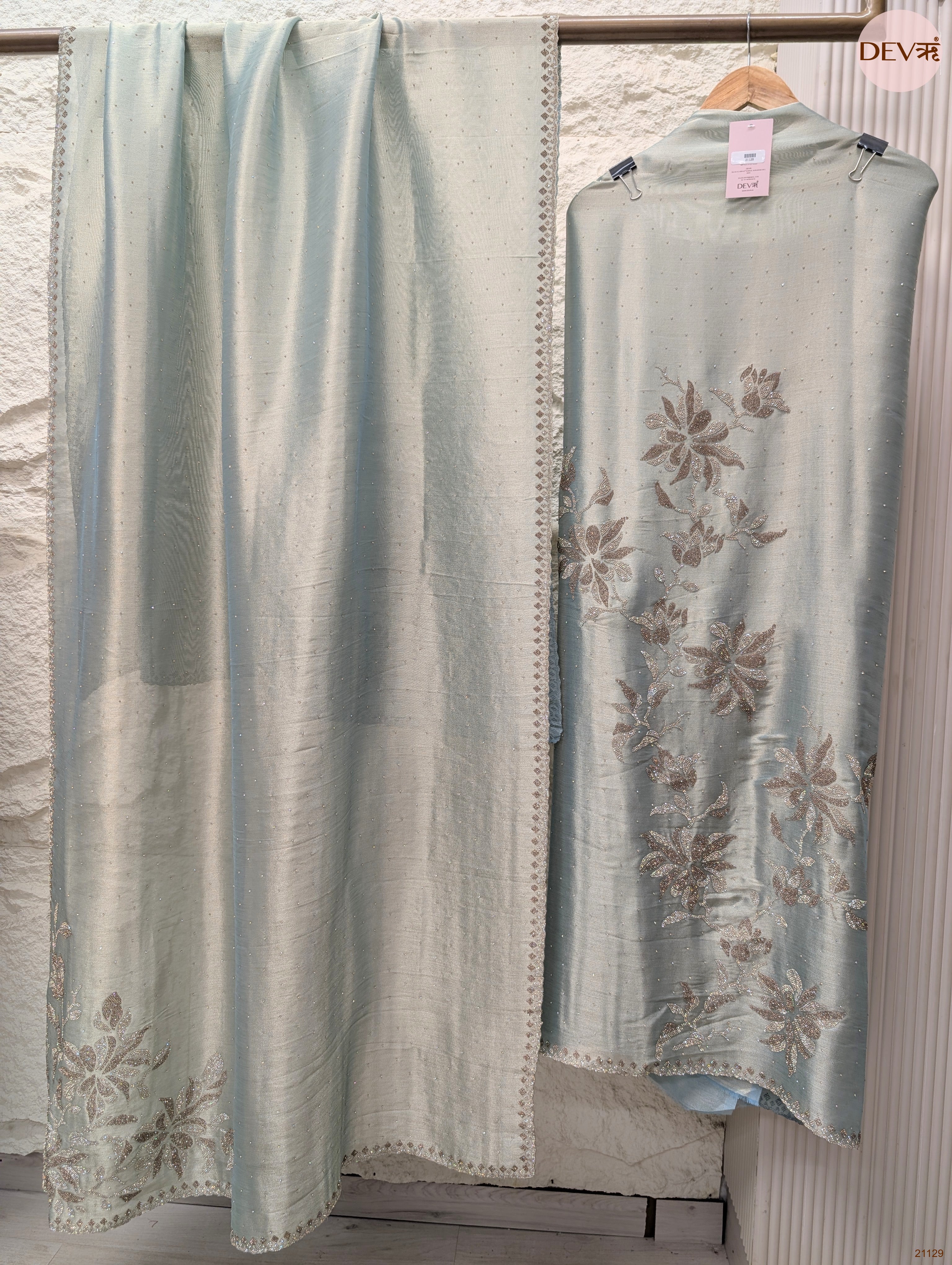 Blue Pure Giraffe Silk Embroidered Unstitched 3-Piece Suit (Devri – D.No 21129)