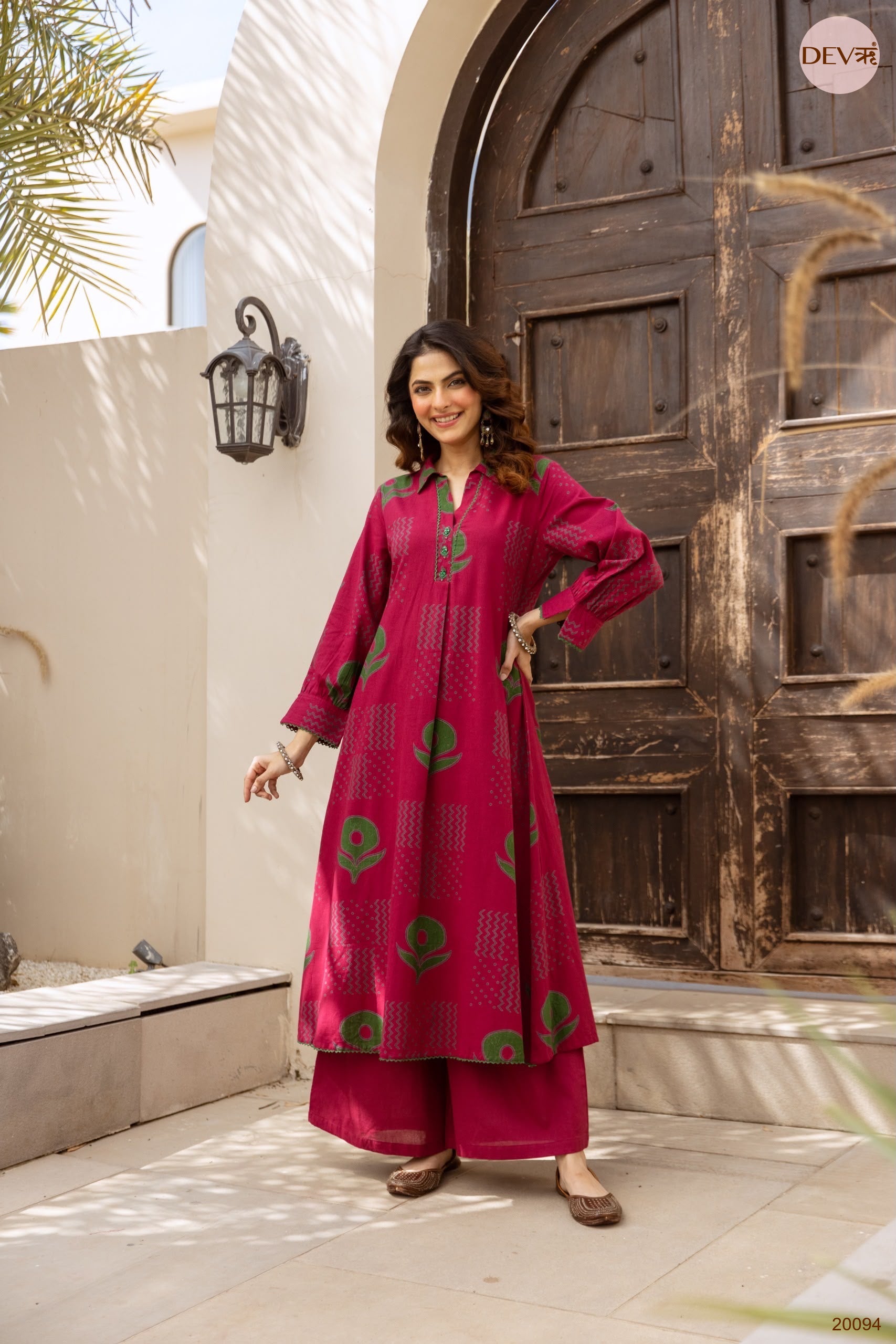 Gulnaar Cotton flex Printed Magenta 2-Piece Set (Devri – D.No 20094)