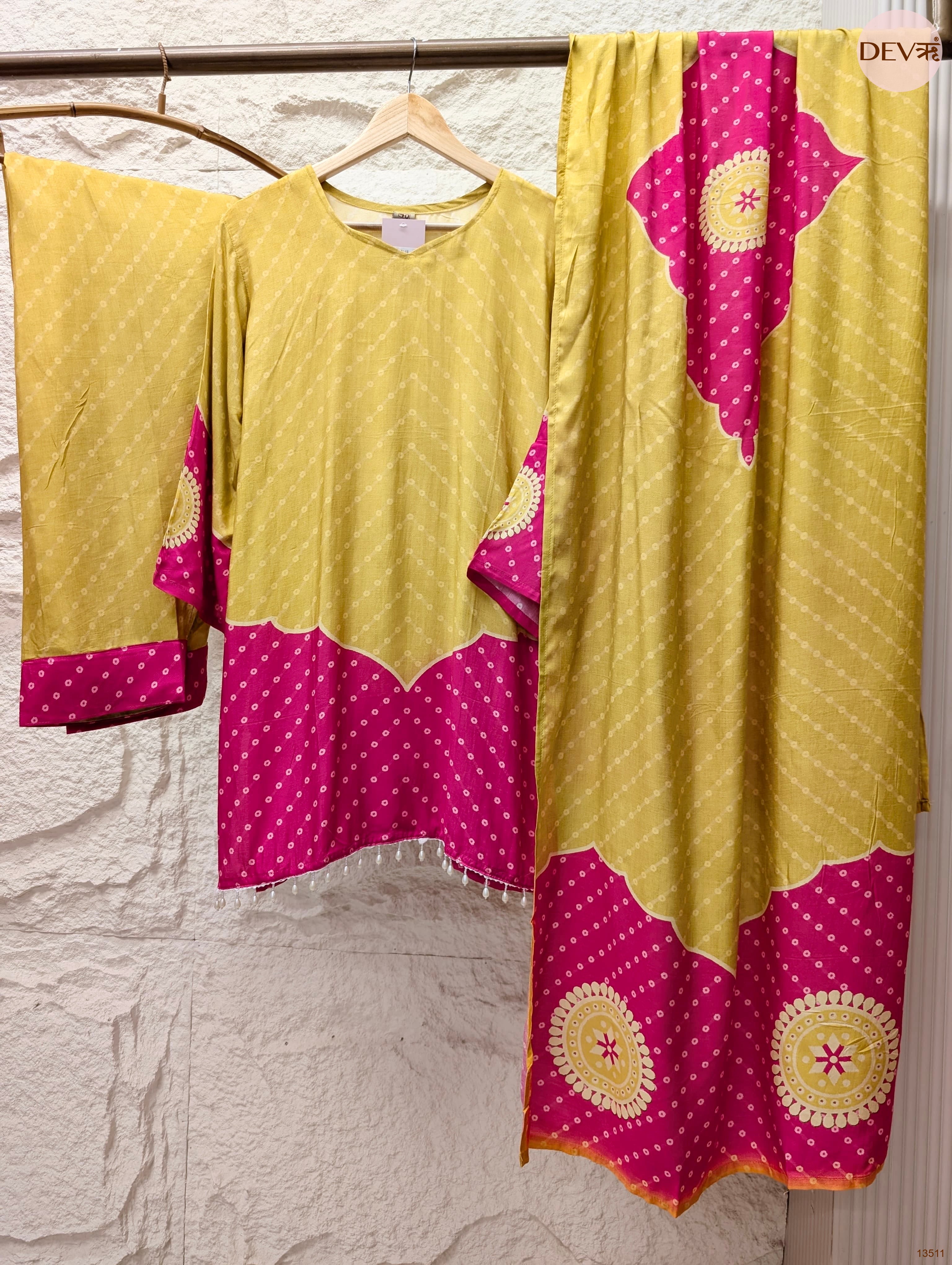 Gulnaar Pure muslin Printed Mustard 3-Piece Set (Devri – D.No 13511)